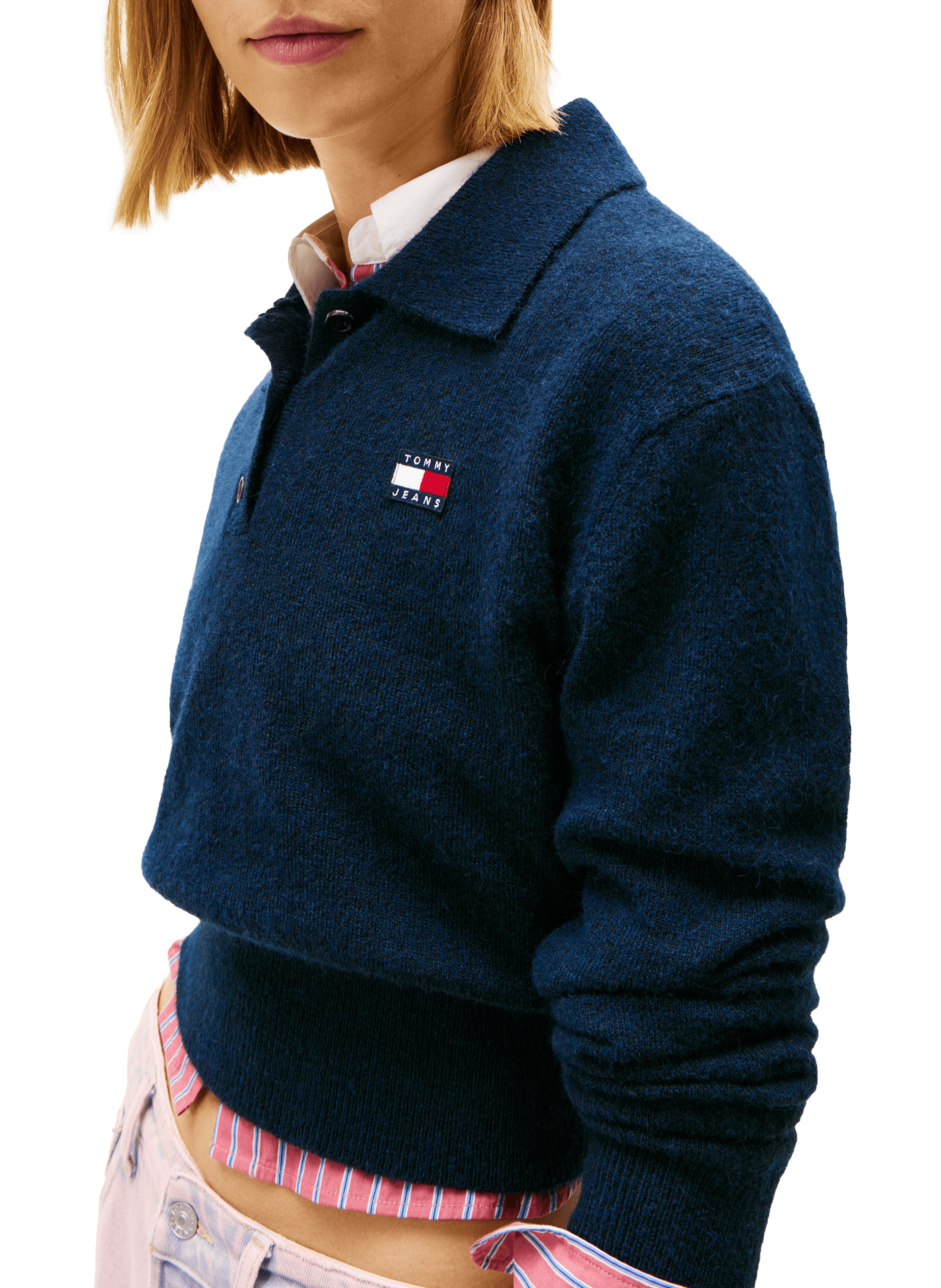 Pull court à col polo TOMMY HILFIGER Bleu