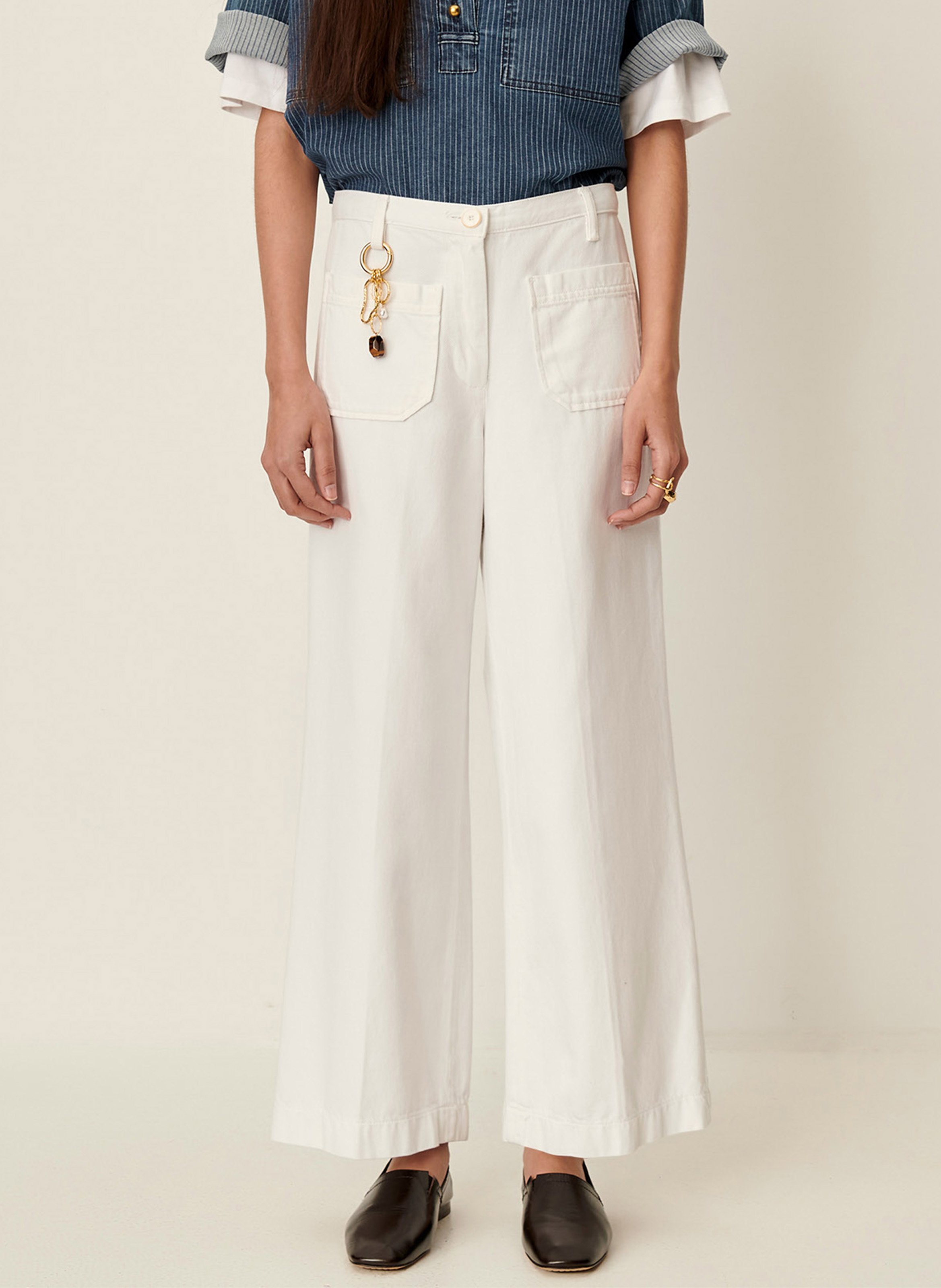Jean droit taille haute en coton aldricks SESSUN Blanc