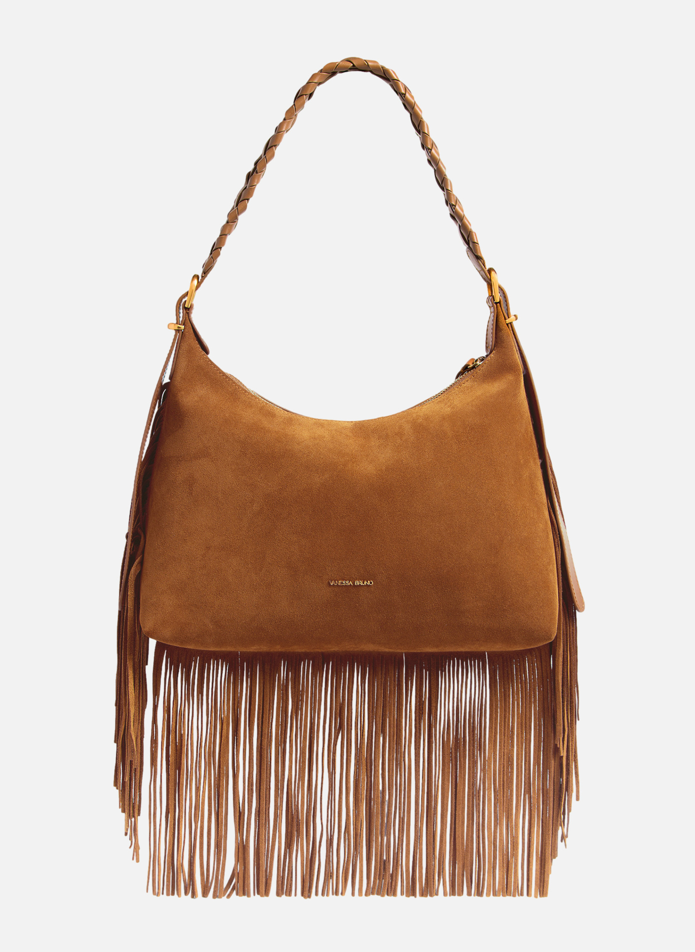 Petit sac hobo jess en cuir velours VANESSA BRUNO Marron