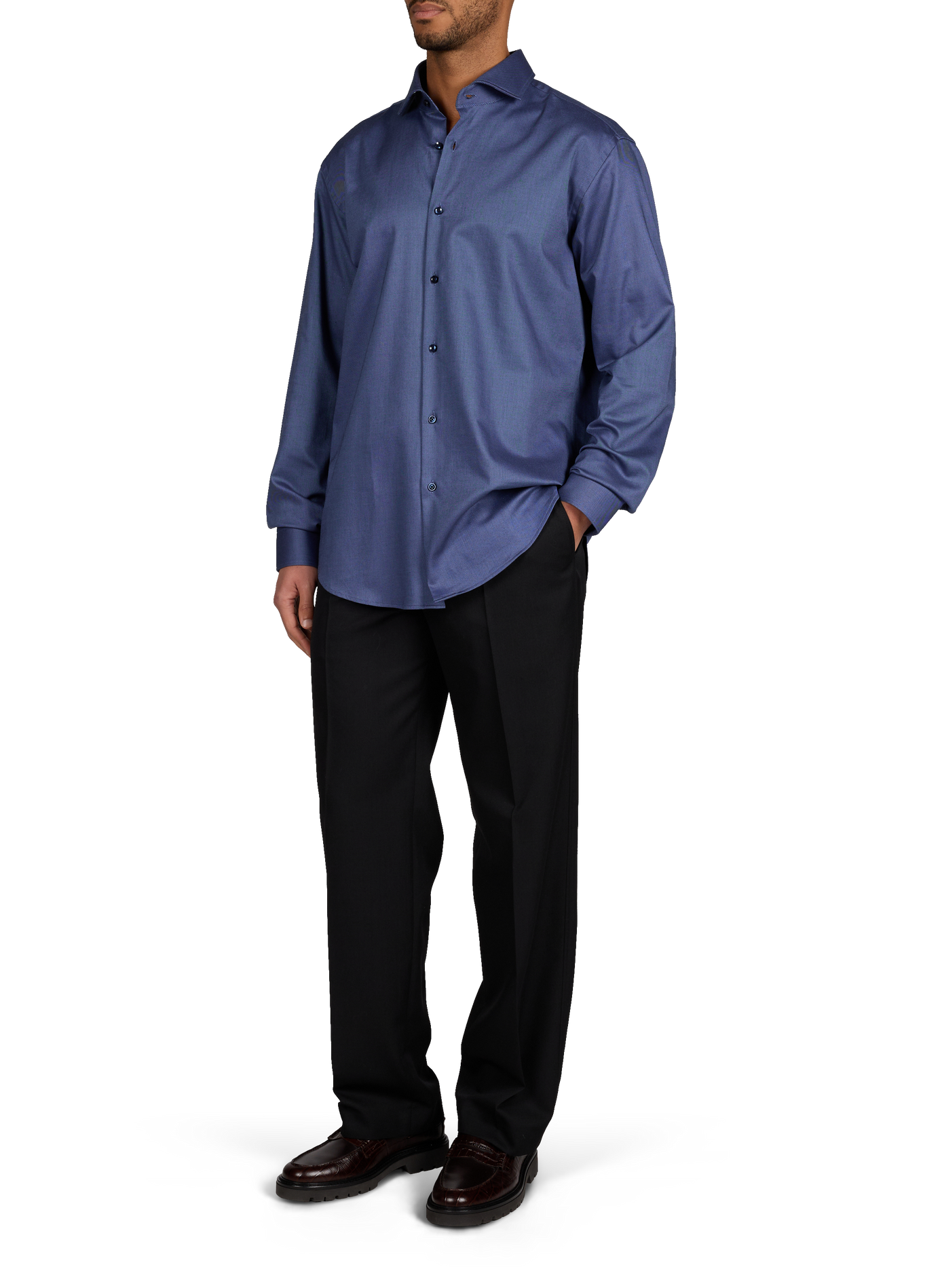 Straight cotton blend Shirt BOSS Blue