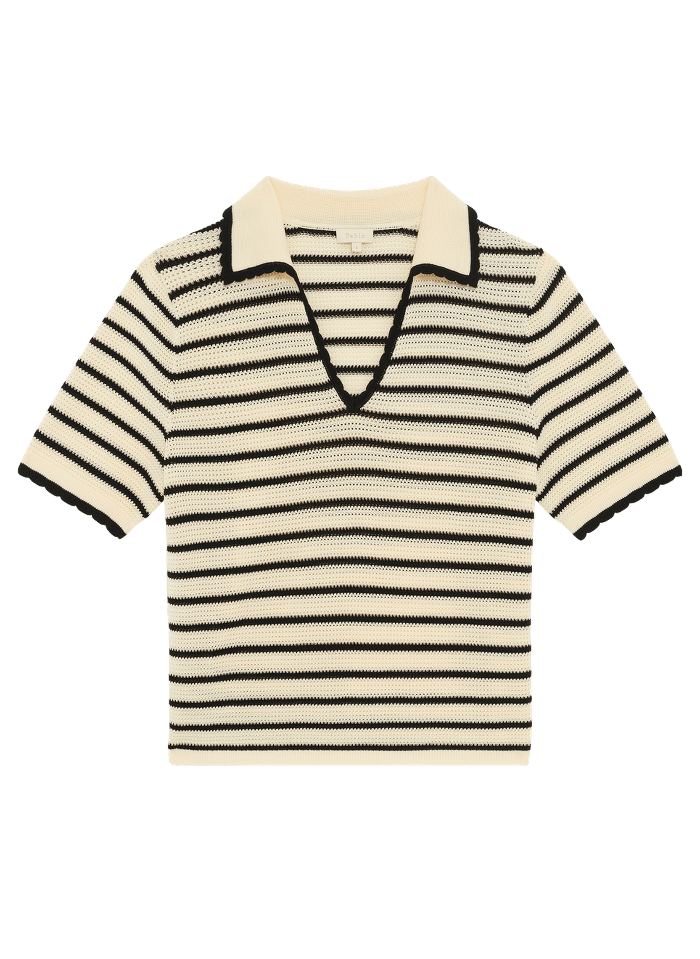 Polo rayé en crochet- lory PABLO Beige