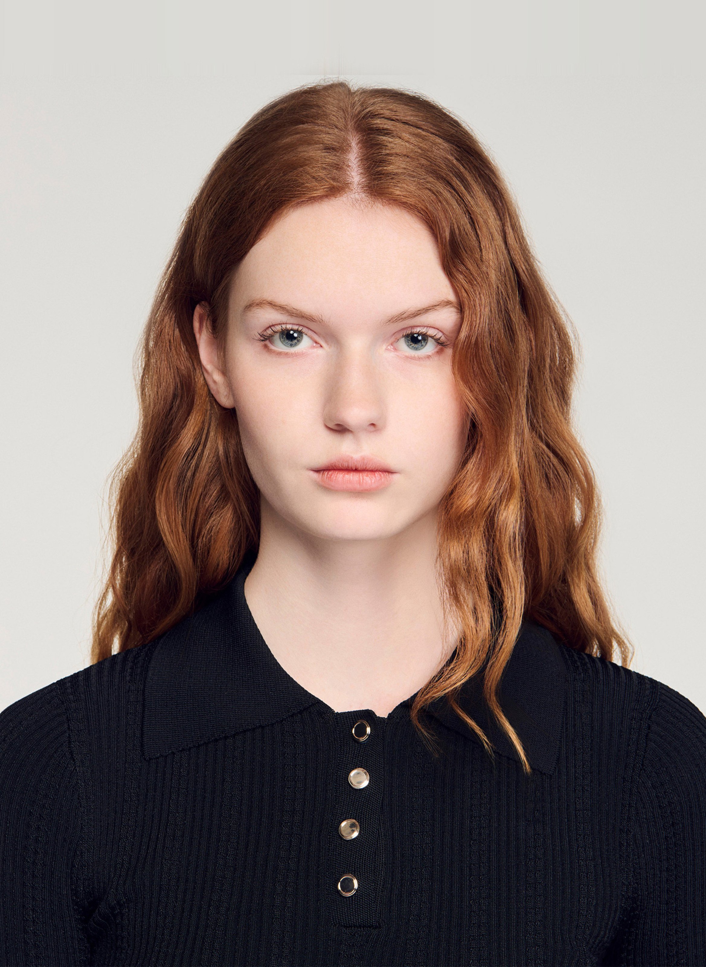 Top col polo SANDRO Noir