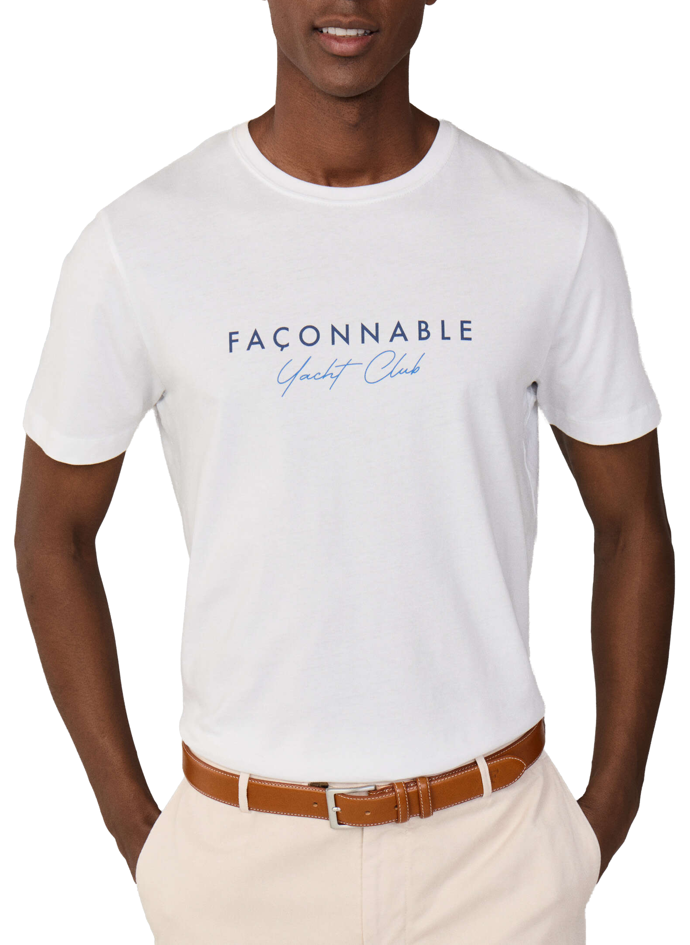 Round neck cotton brand t-shirt FACONNABLE White