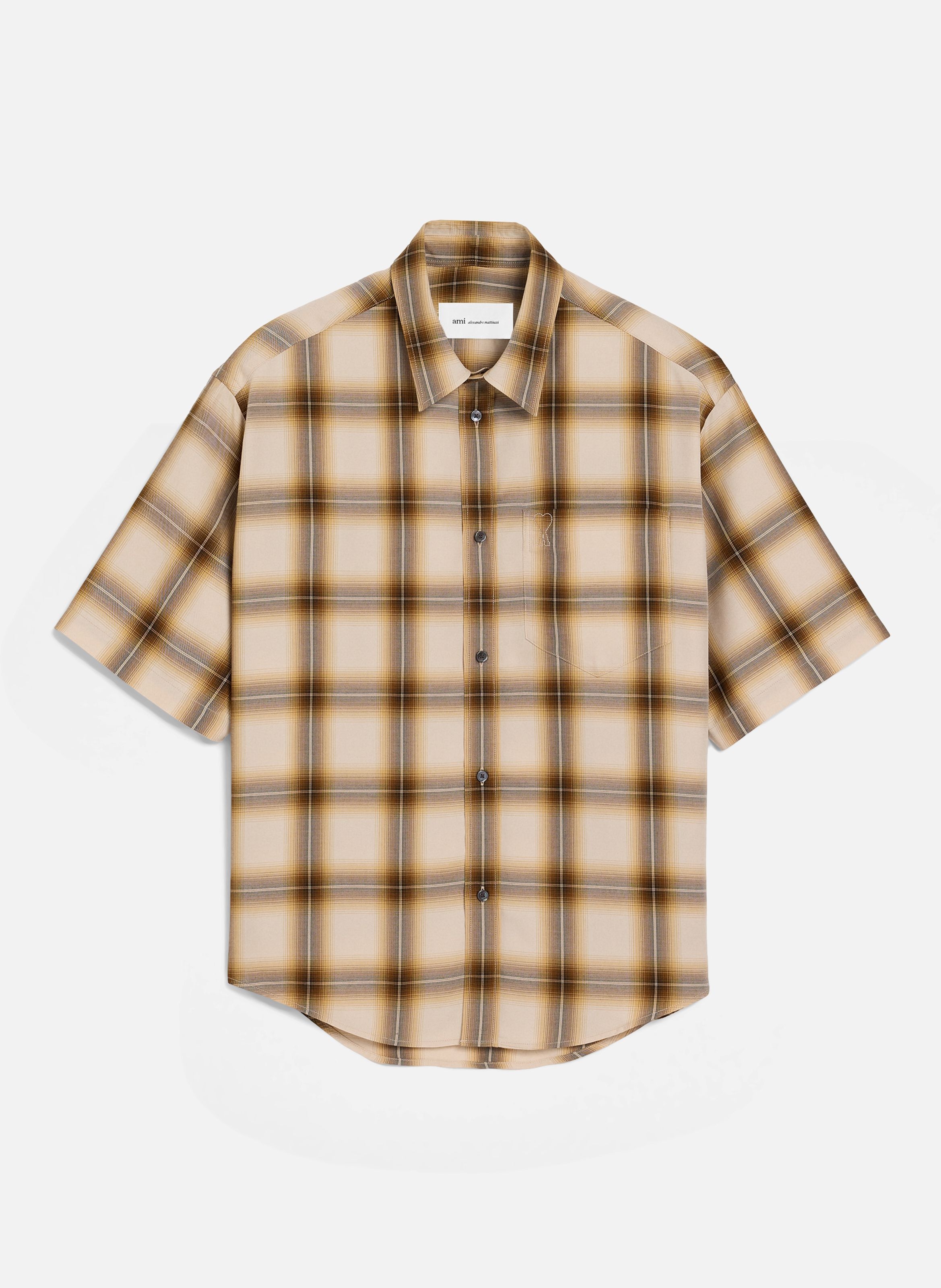 Chemise boxy à carreaux ami de coeur en toile AMI PARIS Beige
