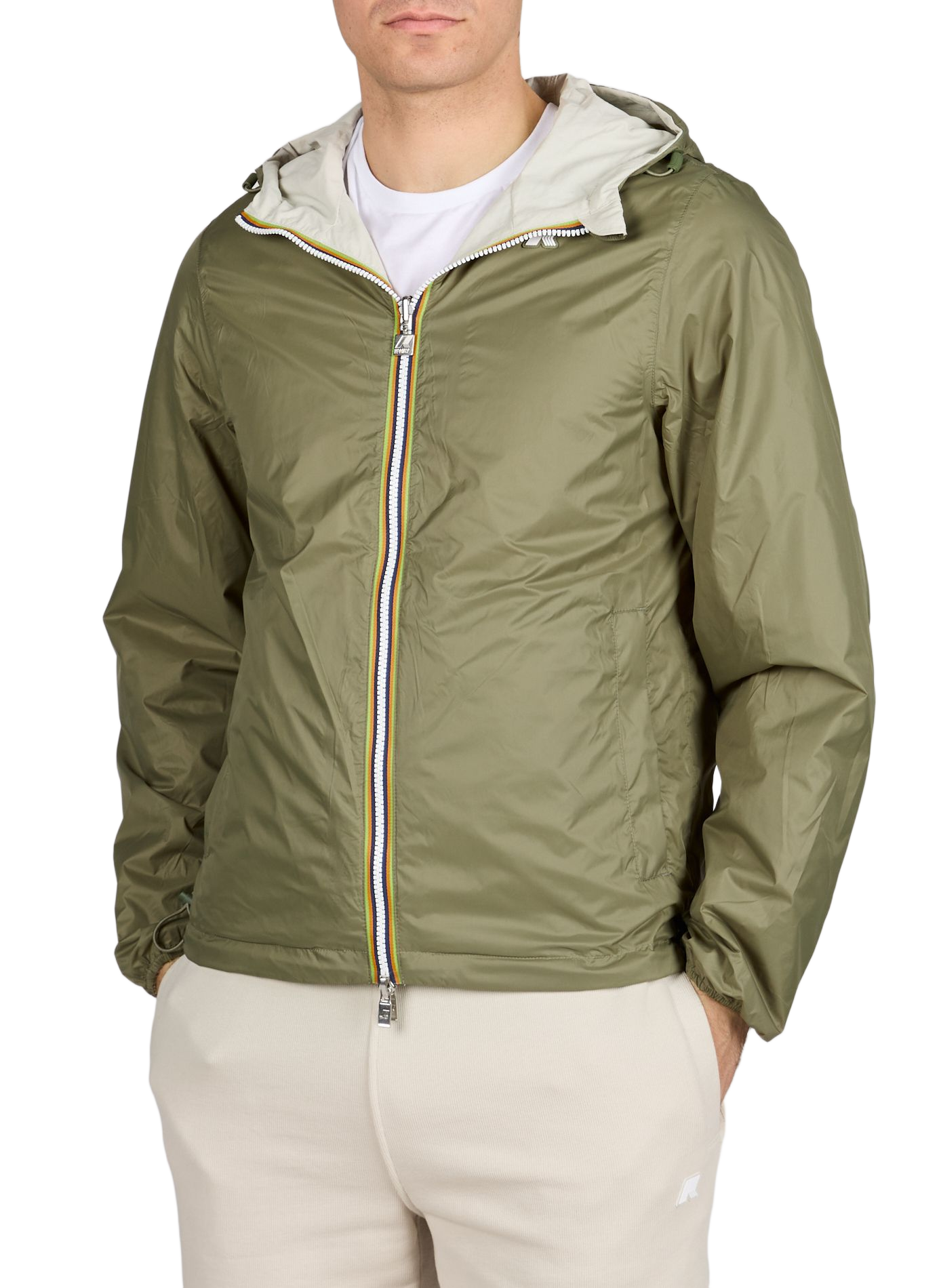 Reversible lightweight cotton blend jacket K-WAY Green