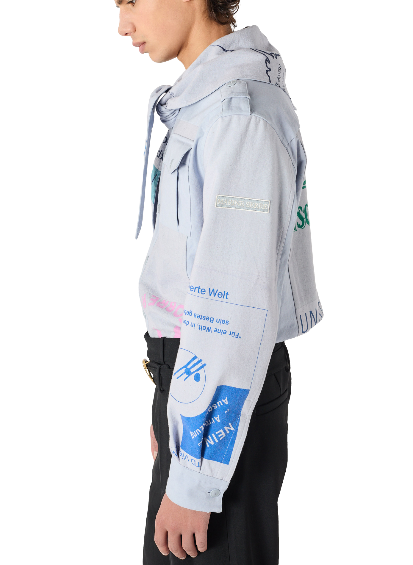 Chemise manches longues upcyclée à partir de tote bags scout | Vert MARINE SERRE Homme
