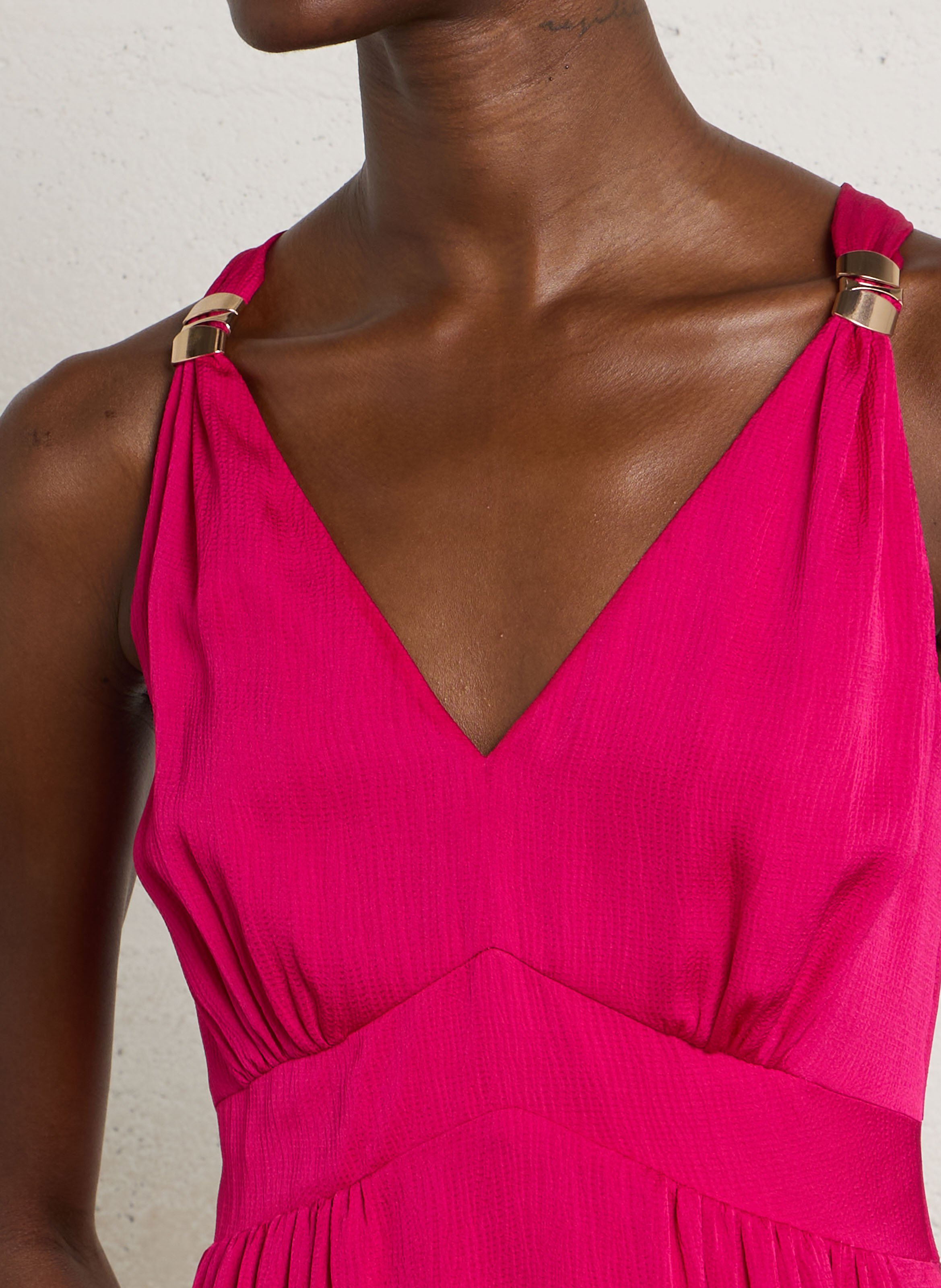Robe midi col v boa MAISON 123 Rose