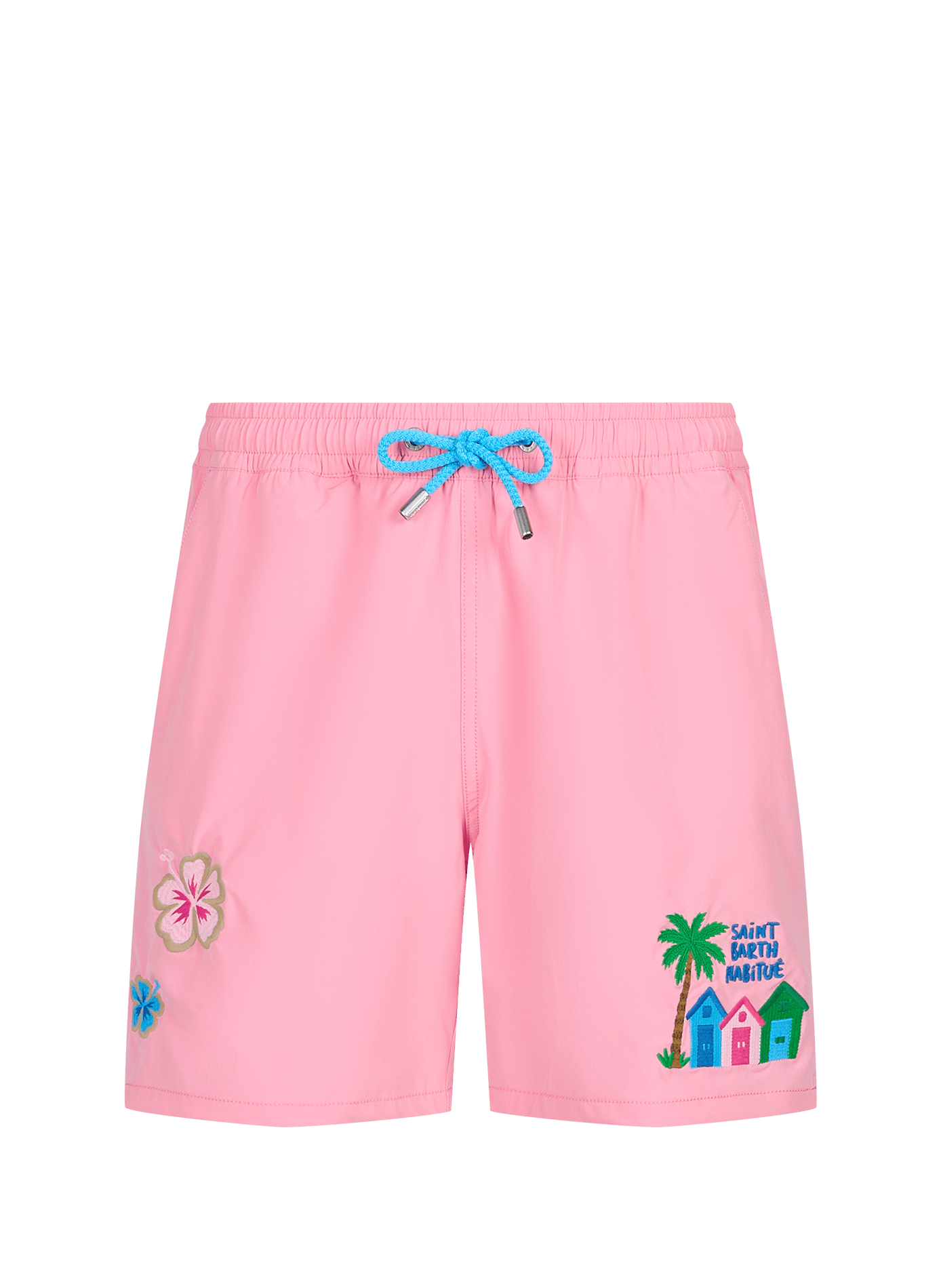 Bañador corto liso con bordado MC2 SAINT BARTH Rosa