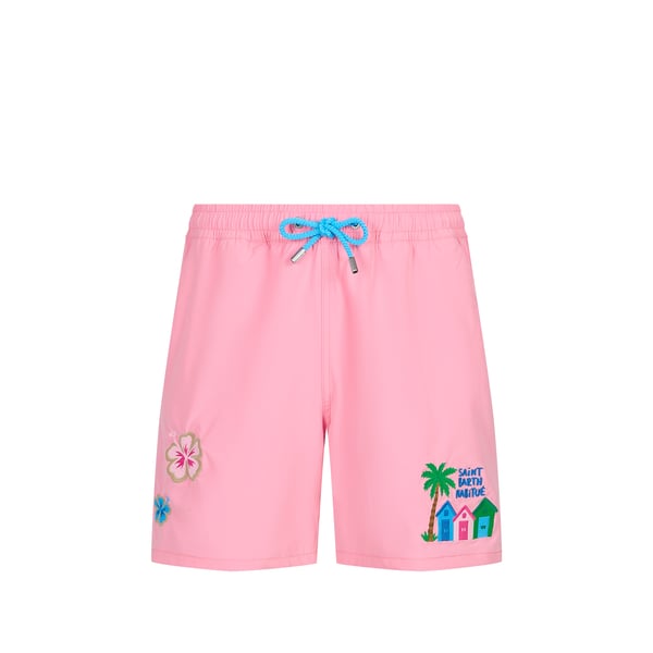 Short de bain uni à broderie Short de bain uni à broderie