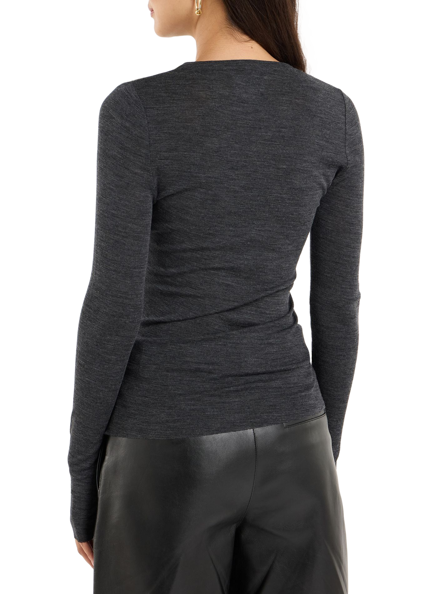 Einfarbiges Wollpullover mit Rundhalsausschnitt SAISON 1865 Grau