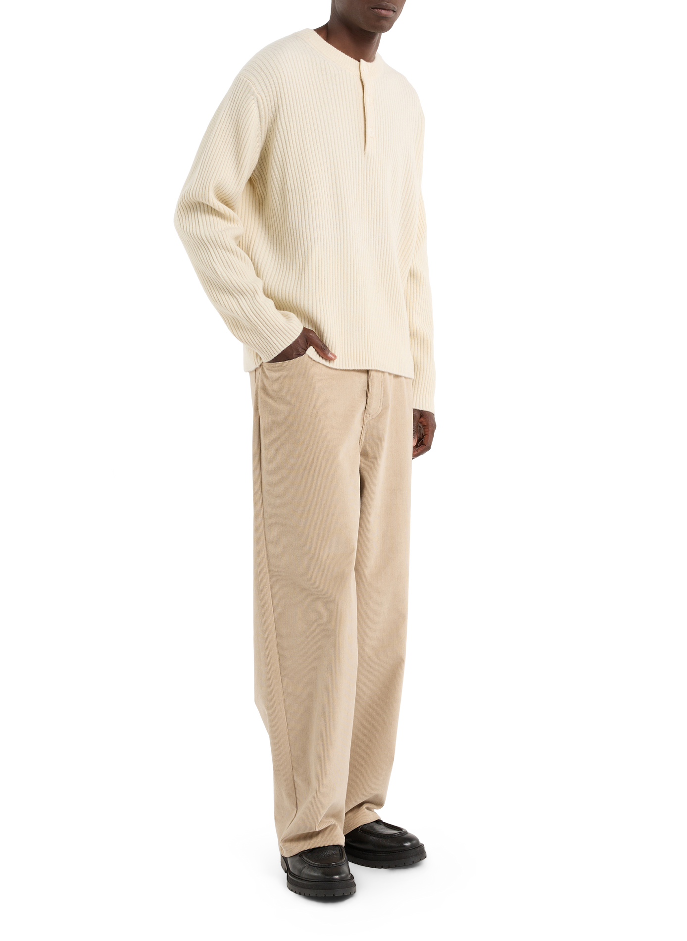 Gerade geschnittene Hose aus Baumwoll-Velours "Harmi" SAISON 1865 Beige