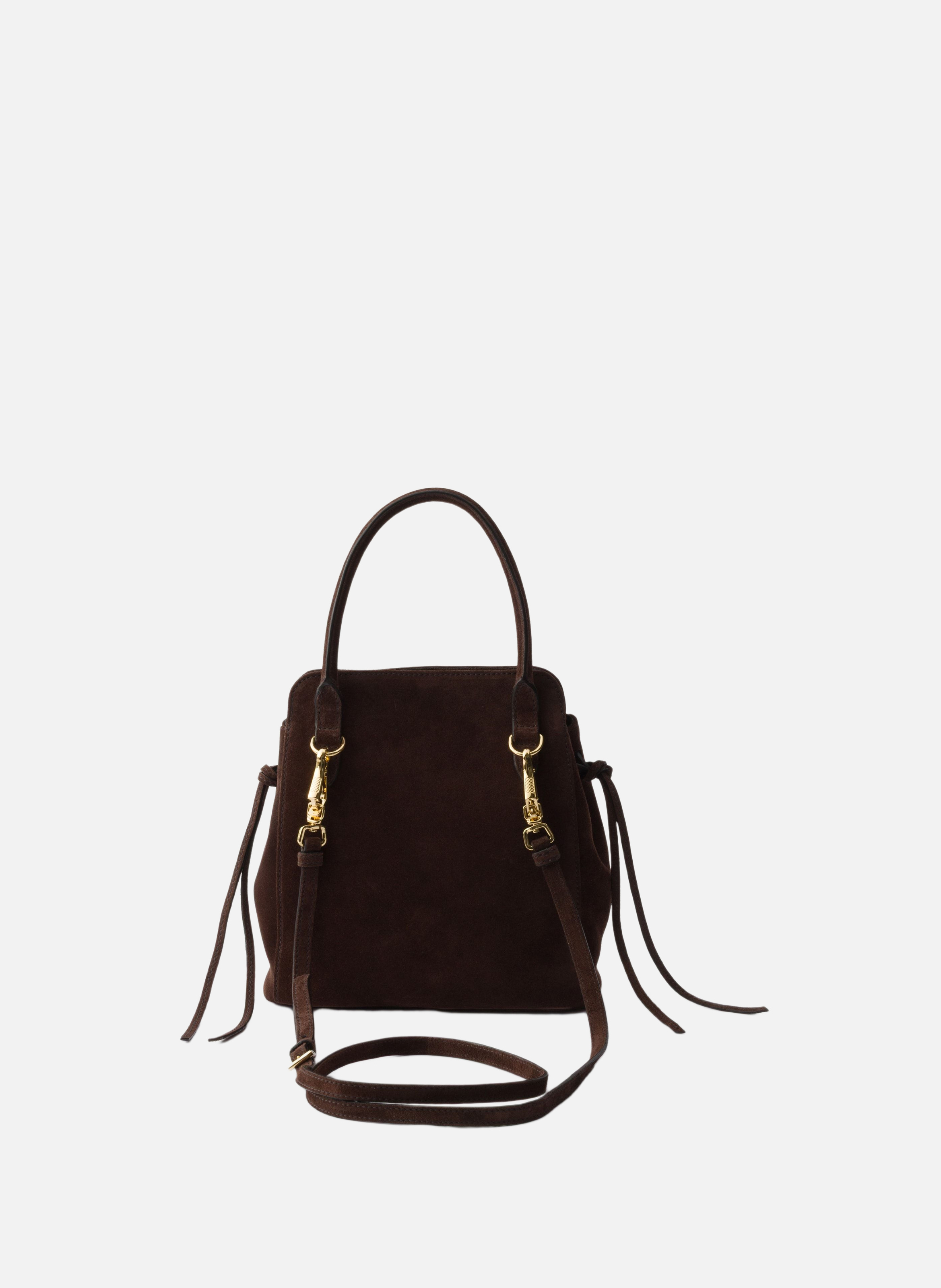 Mini sac prada carry en daim PRADA Marron