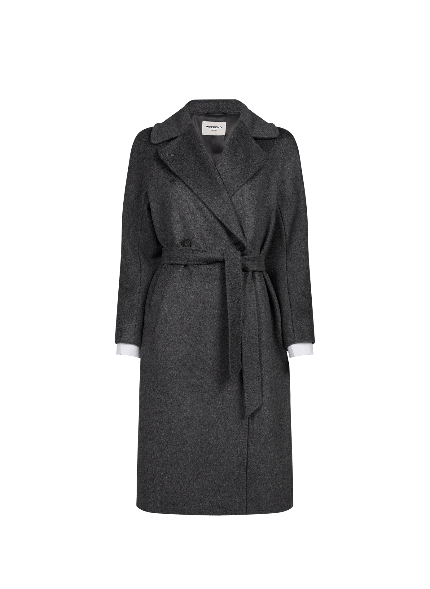 Long belted virgin wool coat MAX MARA WEEK END Grey
