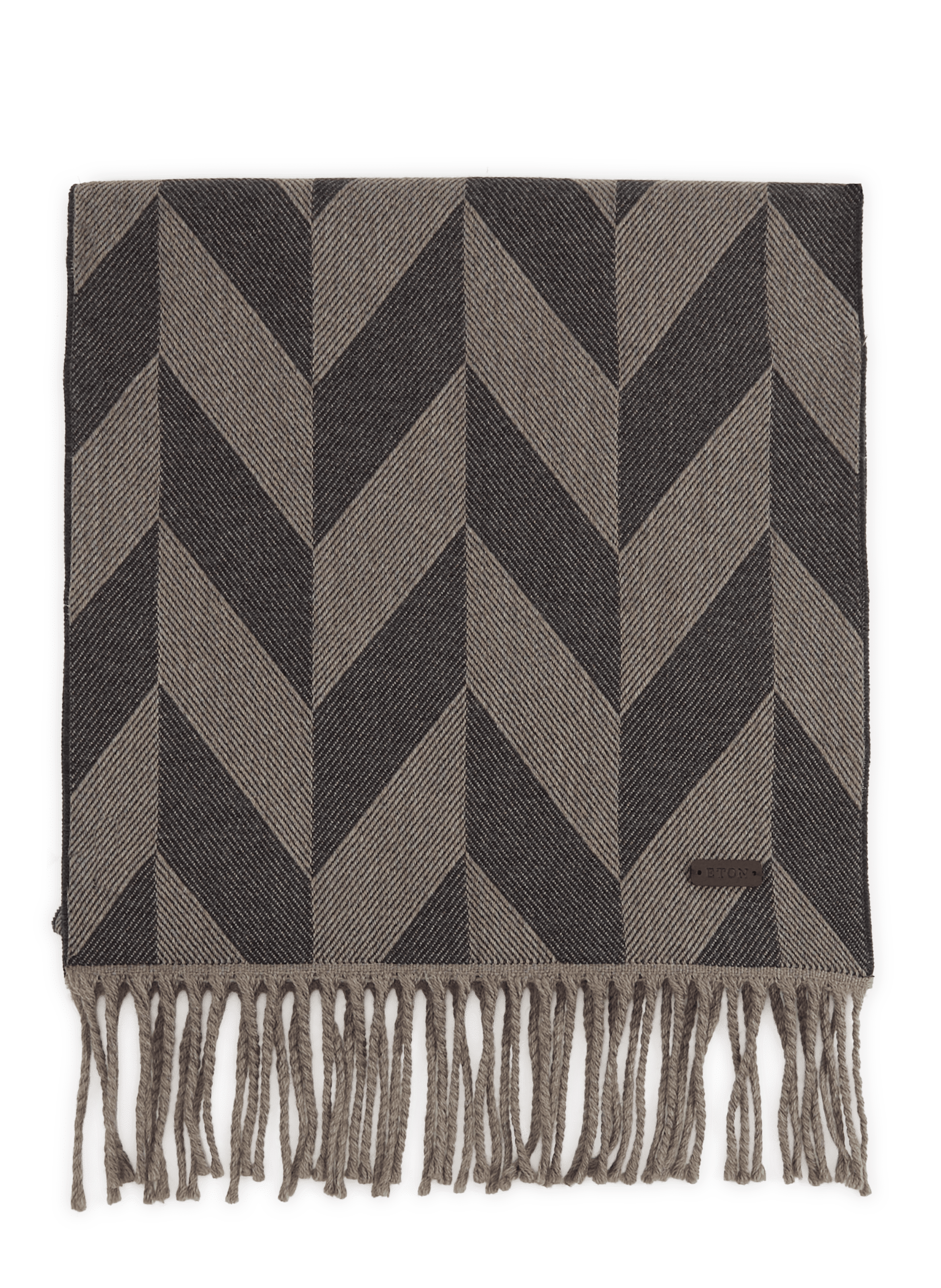 Printed wool scarf ETON Brown