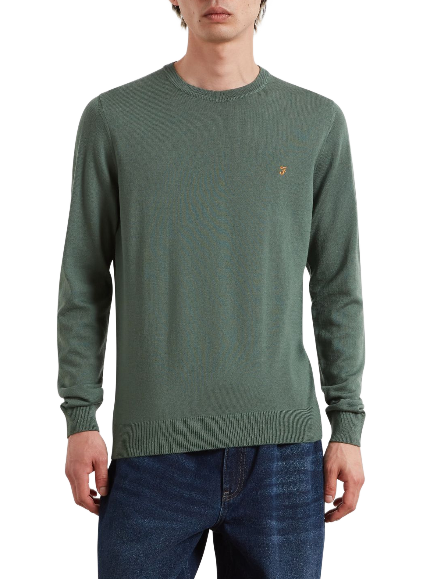 Rechte pullover van merinowol met geborduurd logo FARAH Groen