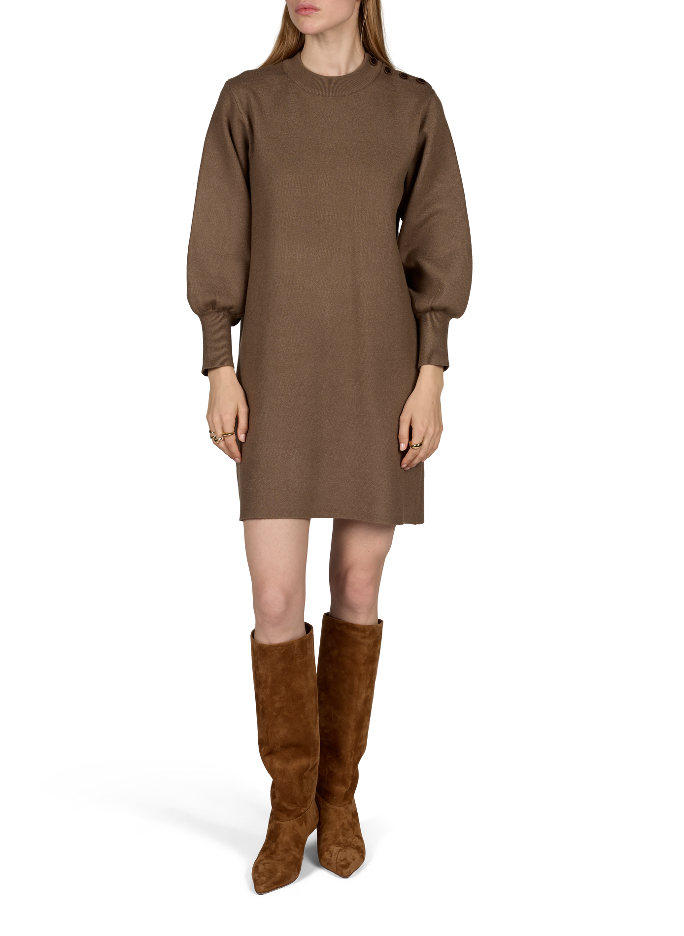 Kurzes Kleid mit V-Ausschnitt ARTLOVE Braun