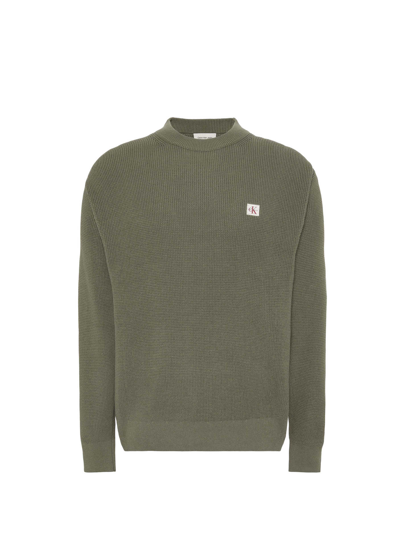 Gerader Rundhalspullover aus Baumwolle CALVIN KLEIN Khaki