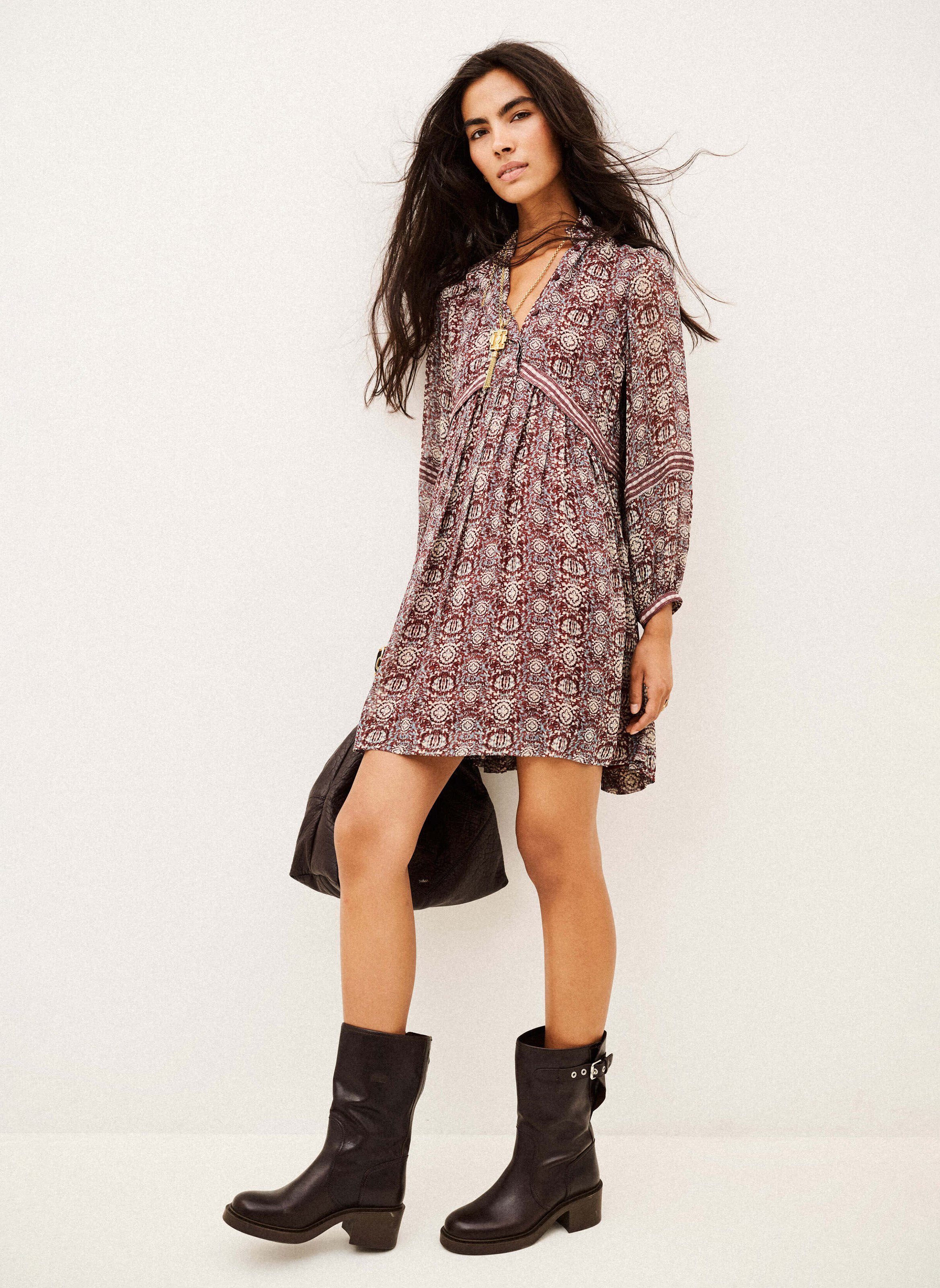Robe courte ample imprimée dune BA&SH Violet