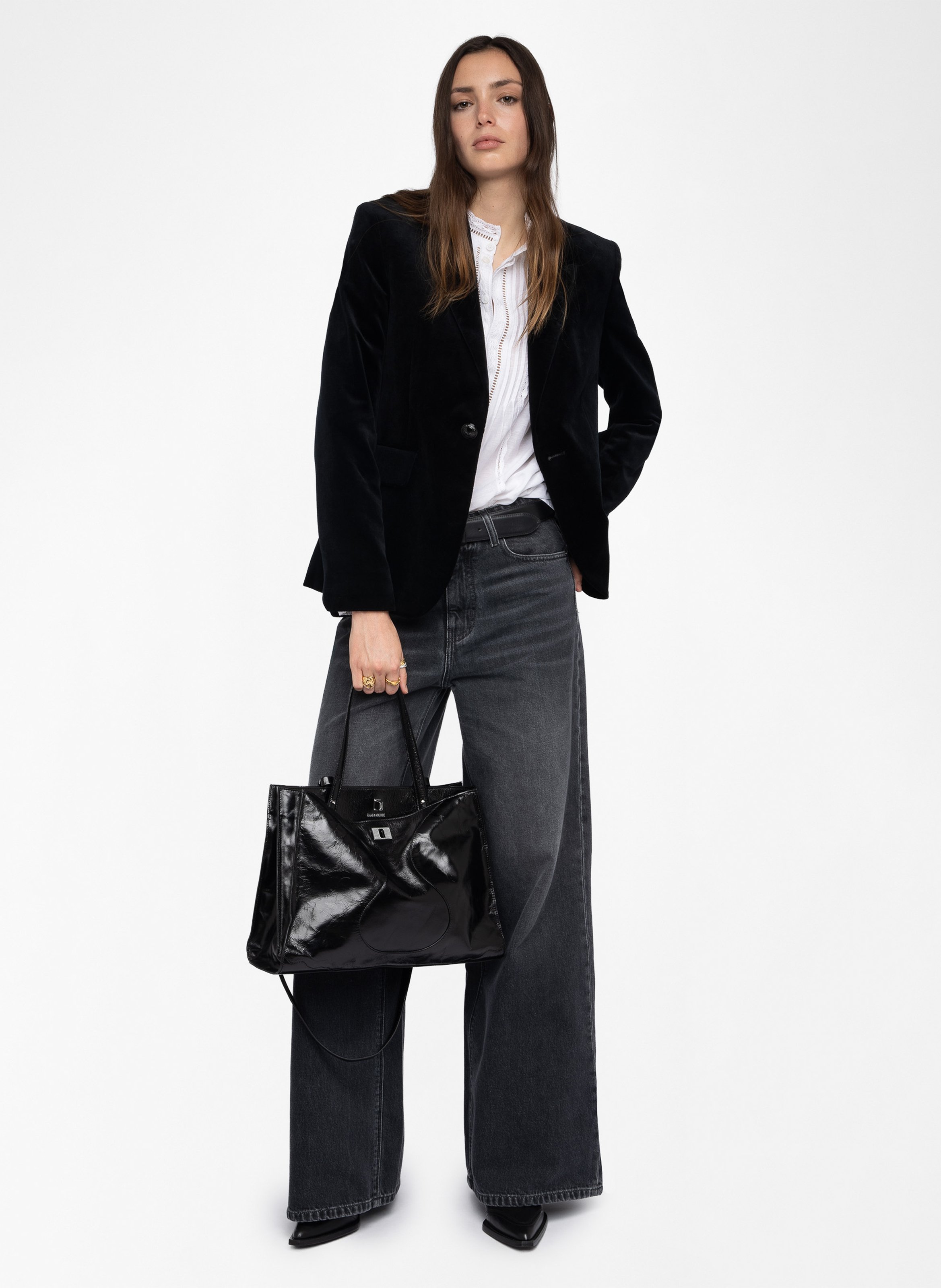 Fluwelen katoenen blazer in marineblauw ZADIG&VOLTAIRE Zwart
