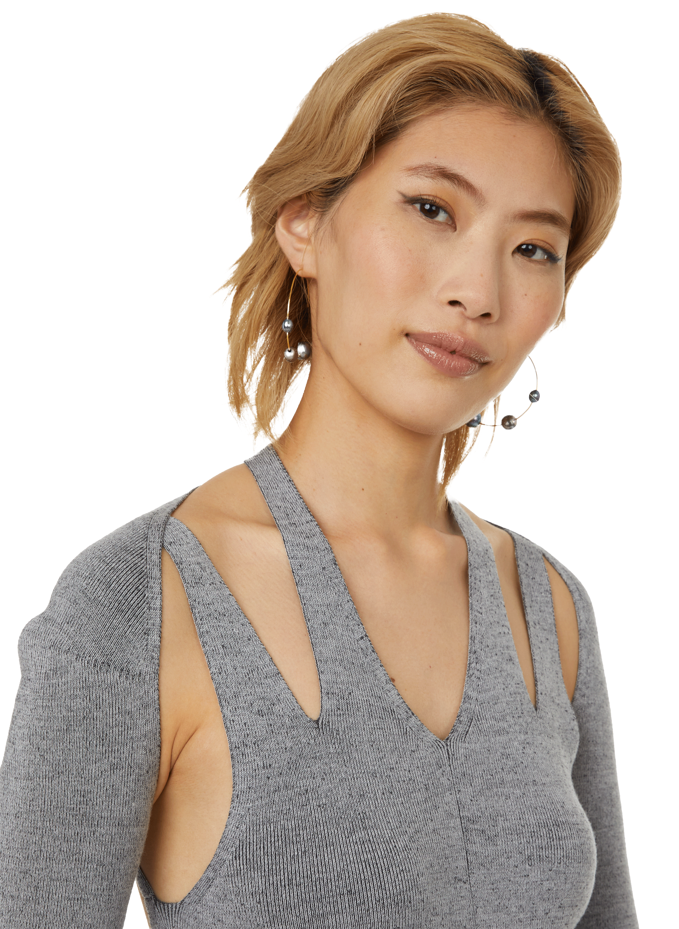 Robe côtelée en laine mérinos mélangée DION LEE Gris