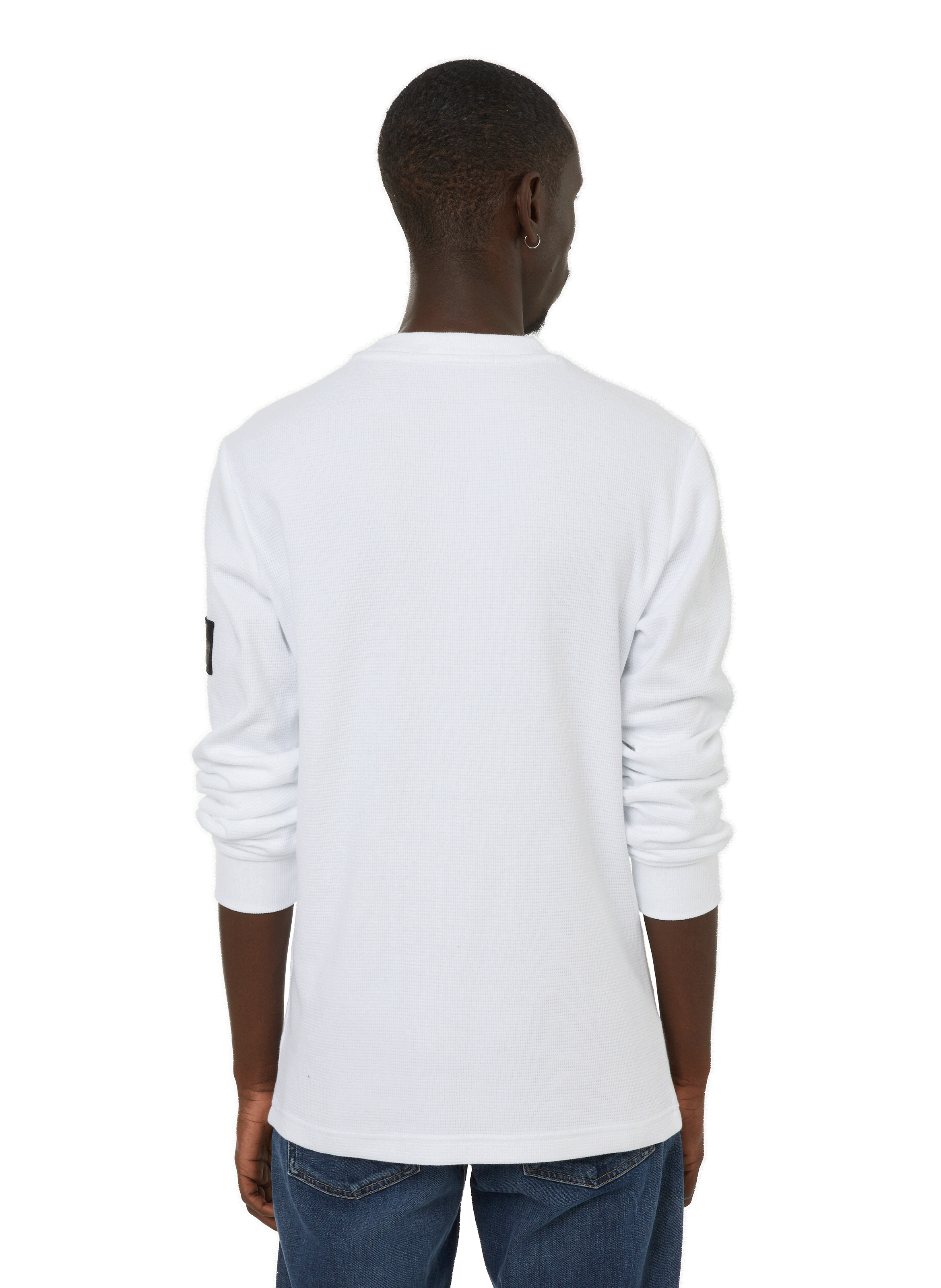 Pull col rond en coton CALVIN KLEIN Blanc
