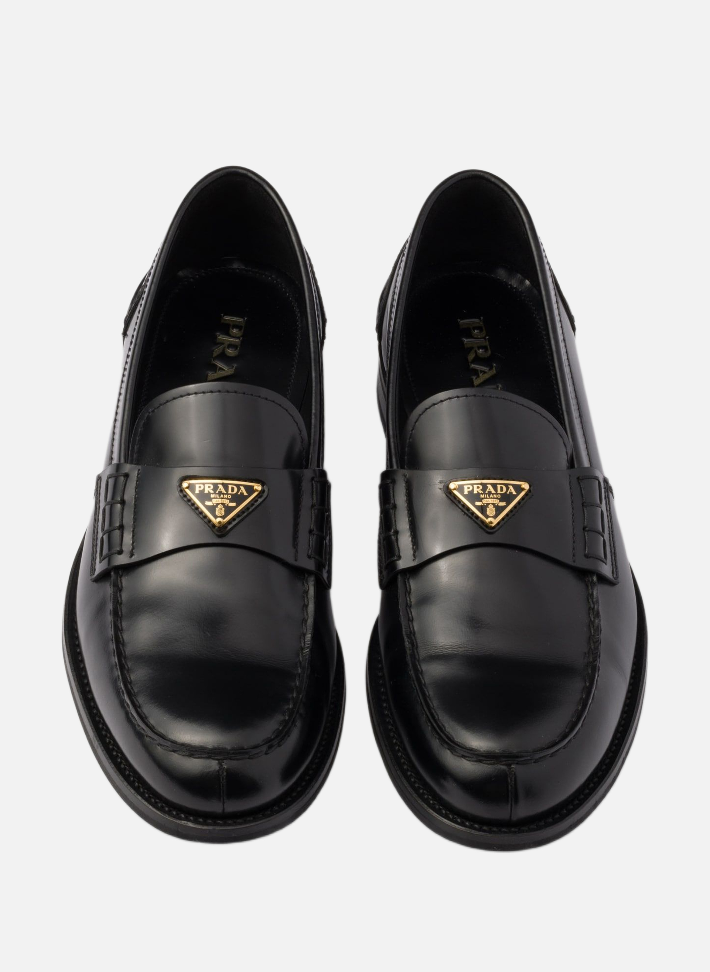 Mocassins en cuir brossé PRADA Noir
