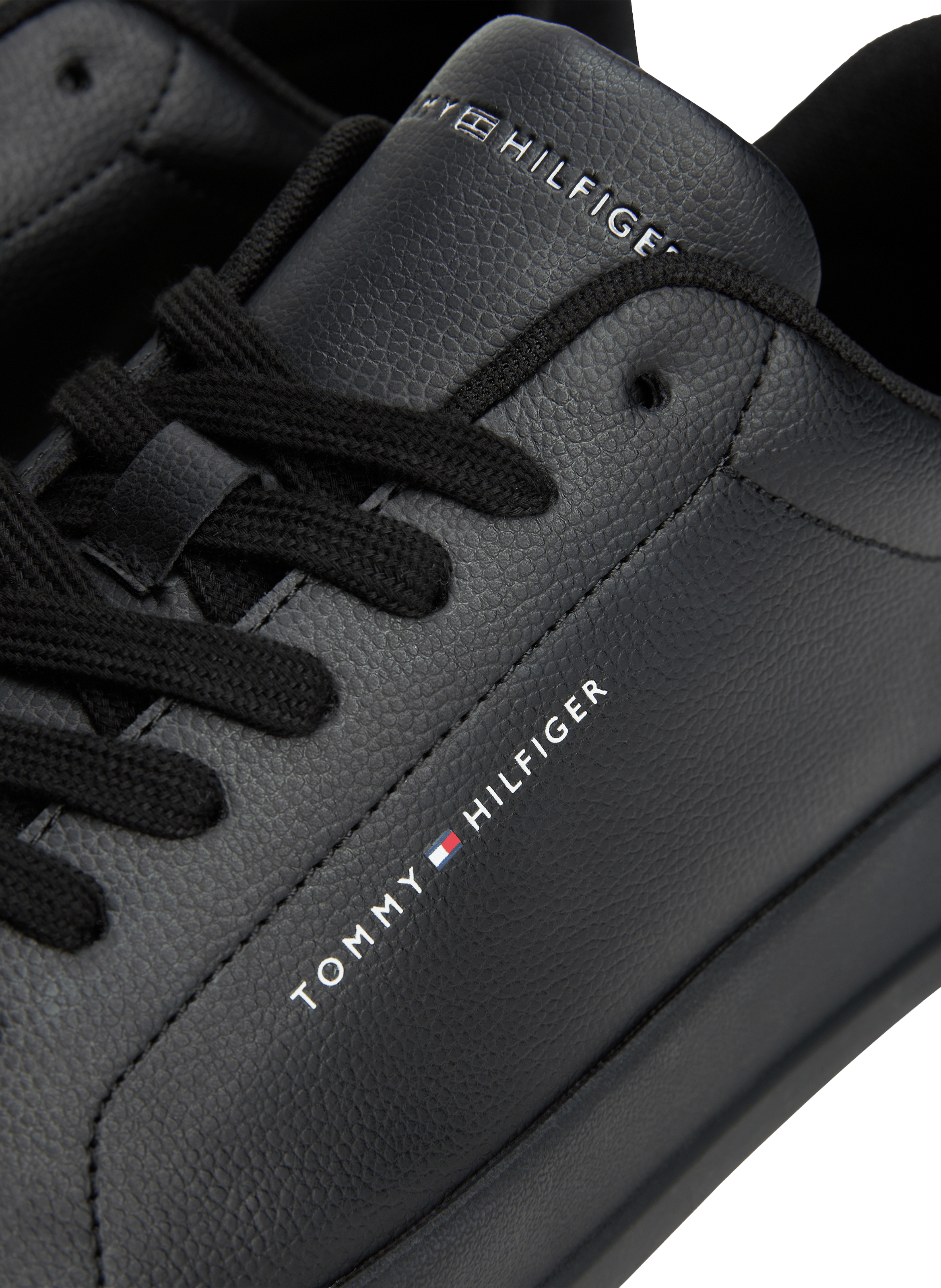 Grain effect leather sneakers TOMMY HILFIGER Black
