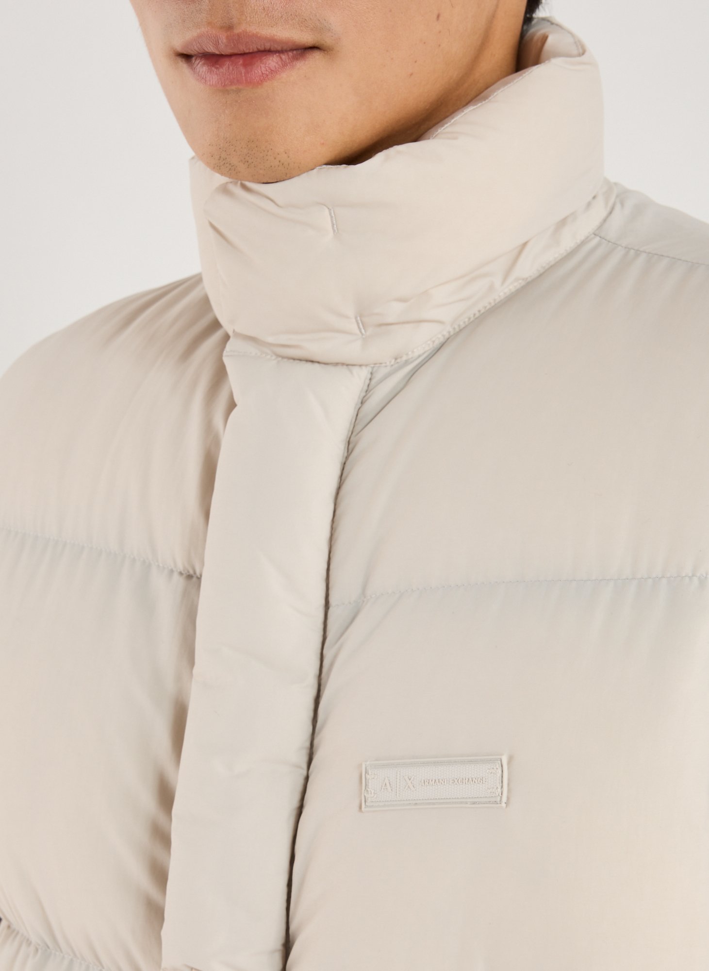 Quilted sleeveless puffer jacket with high neck ARMANI EXCHANGE Brown