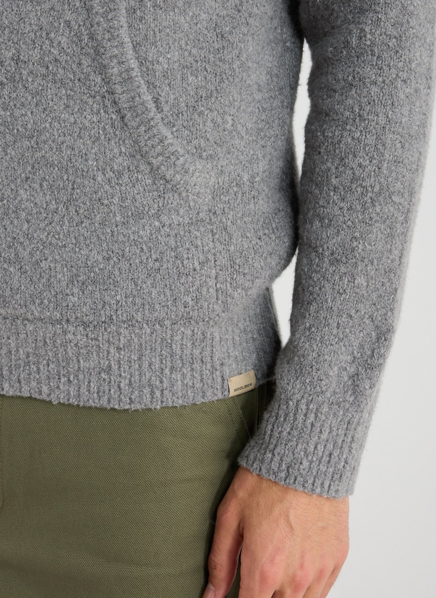 Sweat droit à capuche en coton mélangé WOOLRICH Gris