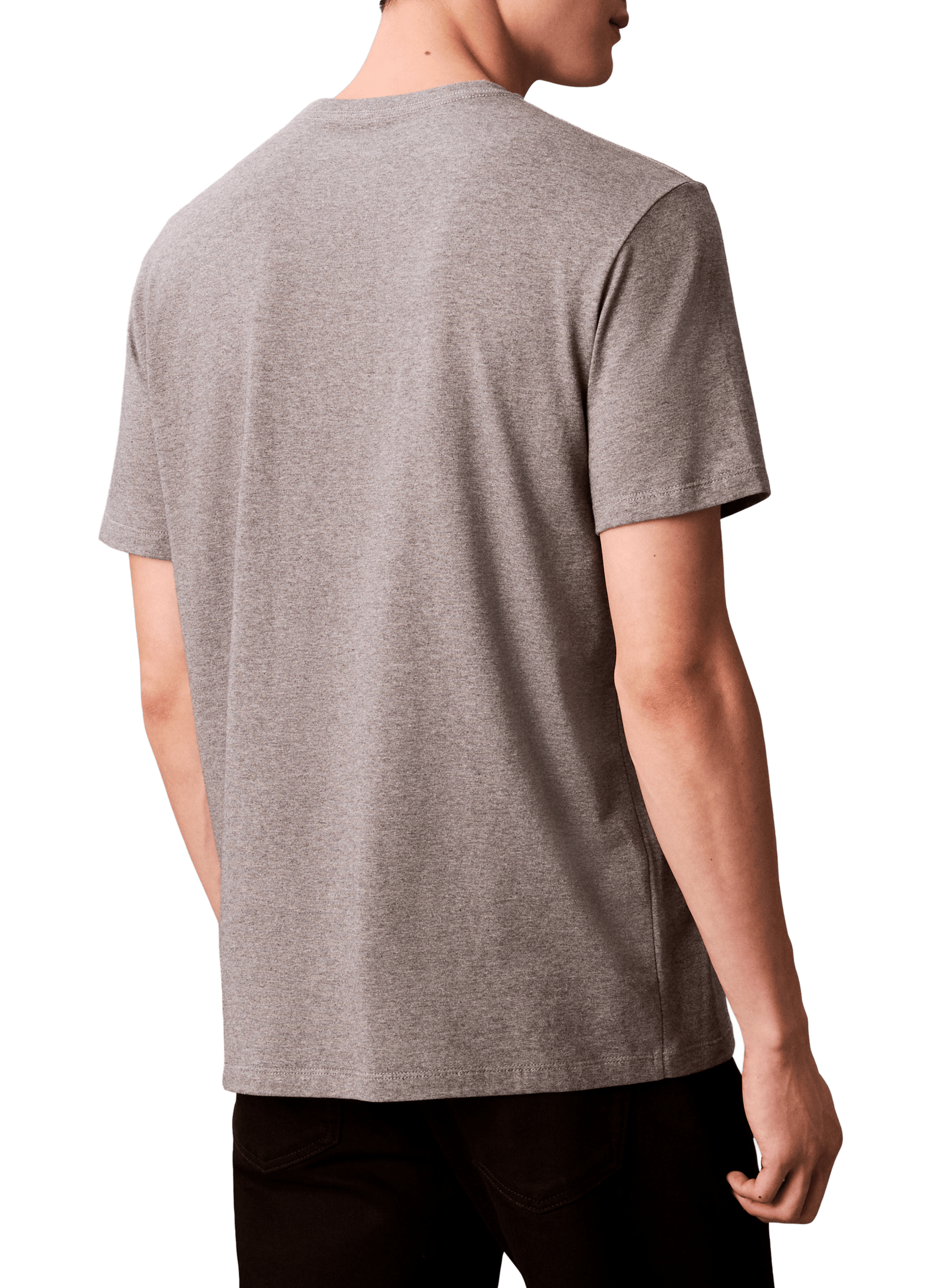 Straight cut cotton t-shirt with logo CALVIN KLEIN Grey