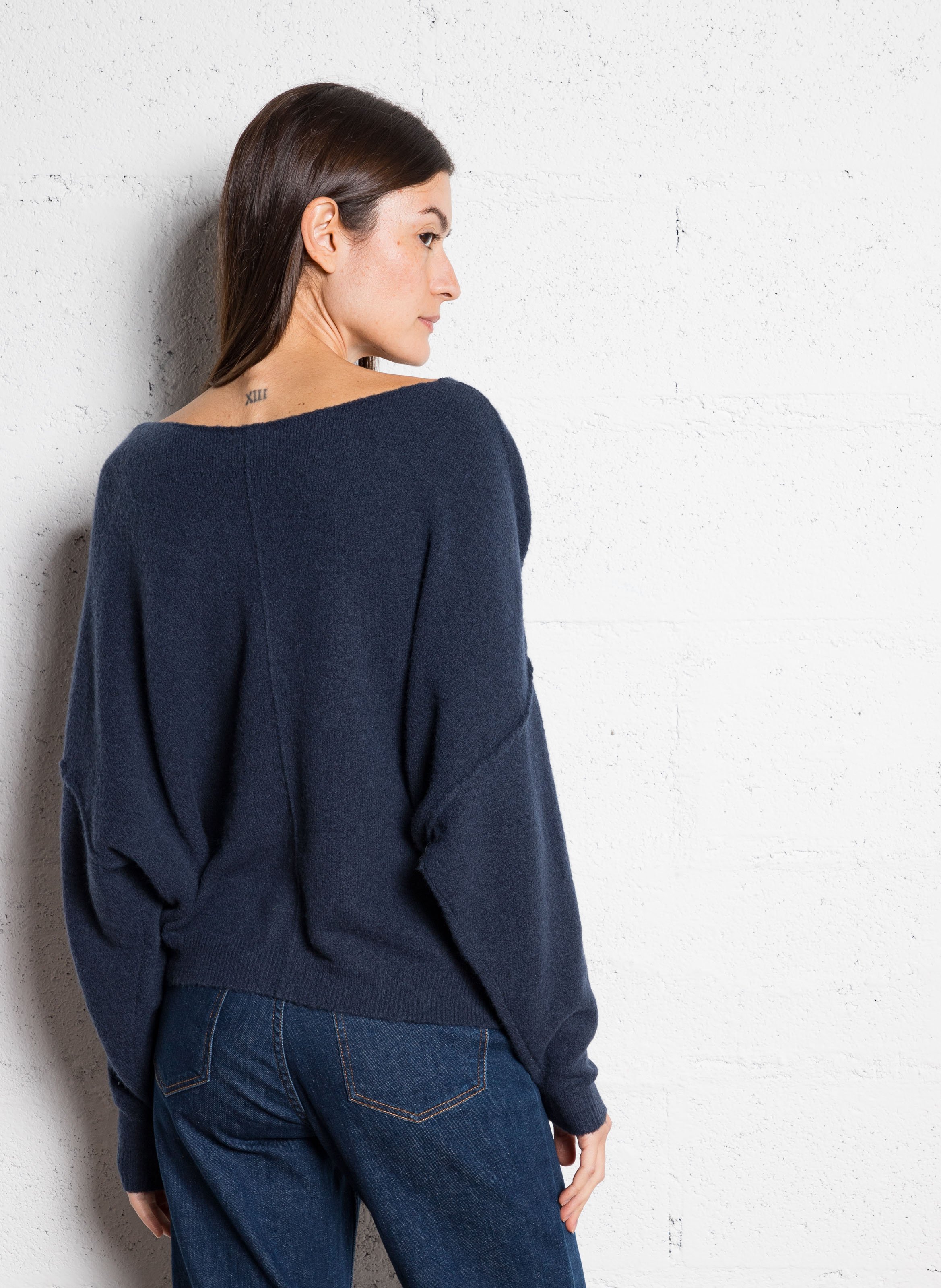 Pull col bateau en laine mélangée damsville AMERICAN VINTAGE Bleu