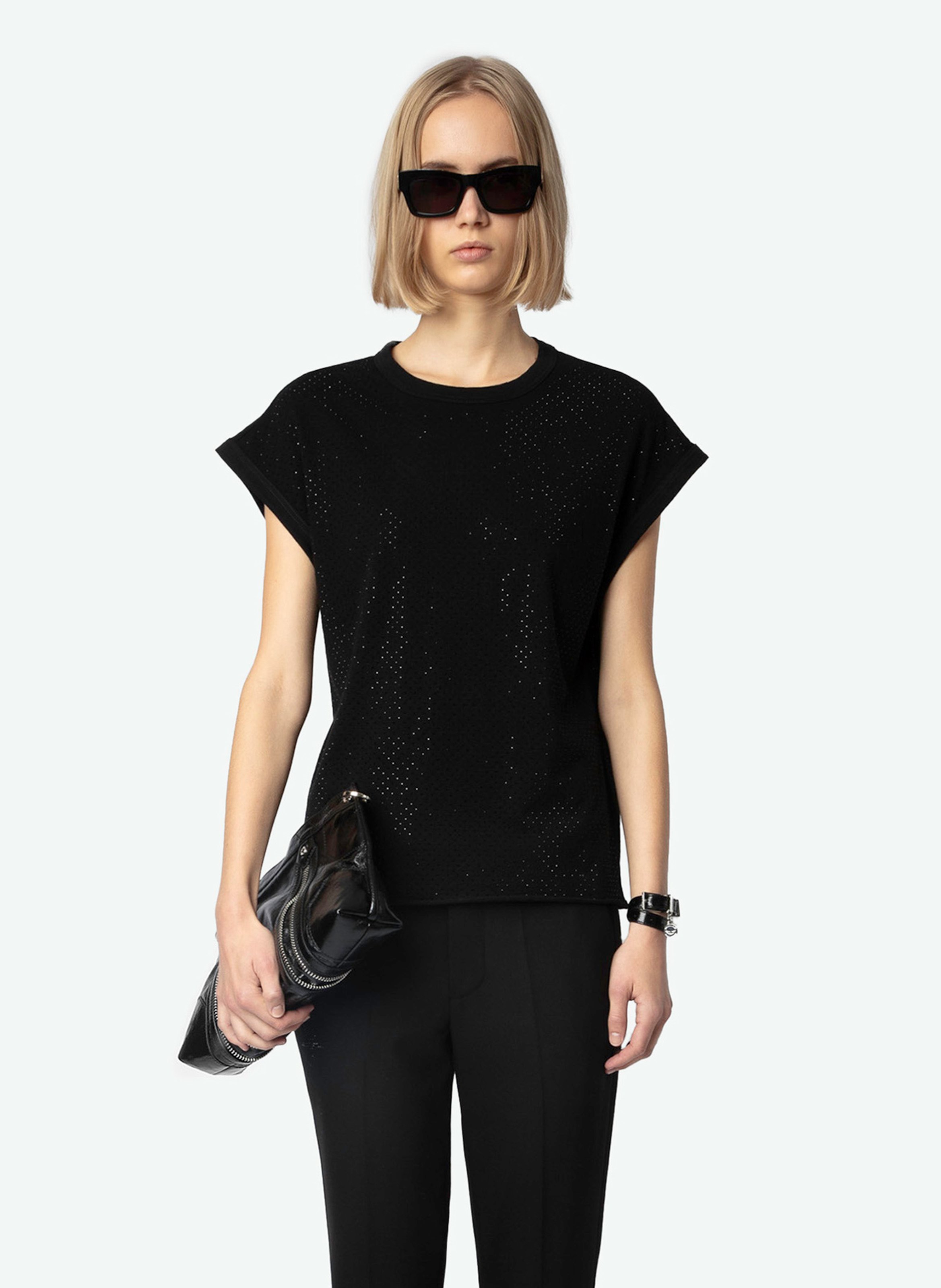 Tee-shirt à strass en coton cecilia ZADIG&VOLTAIRE Noir