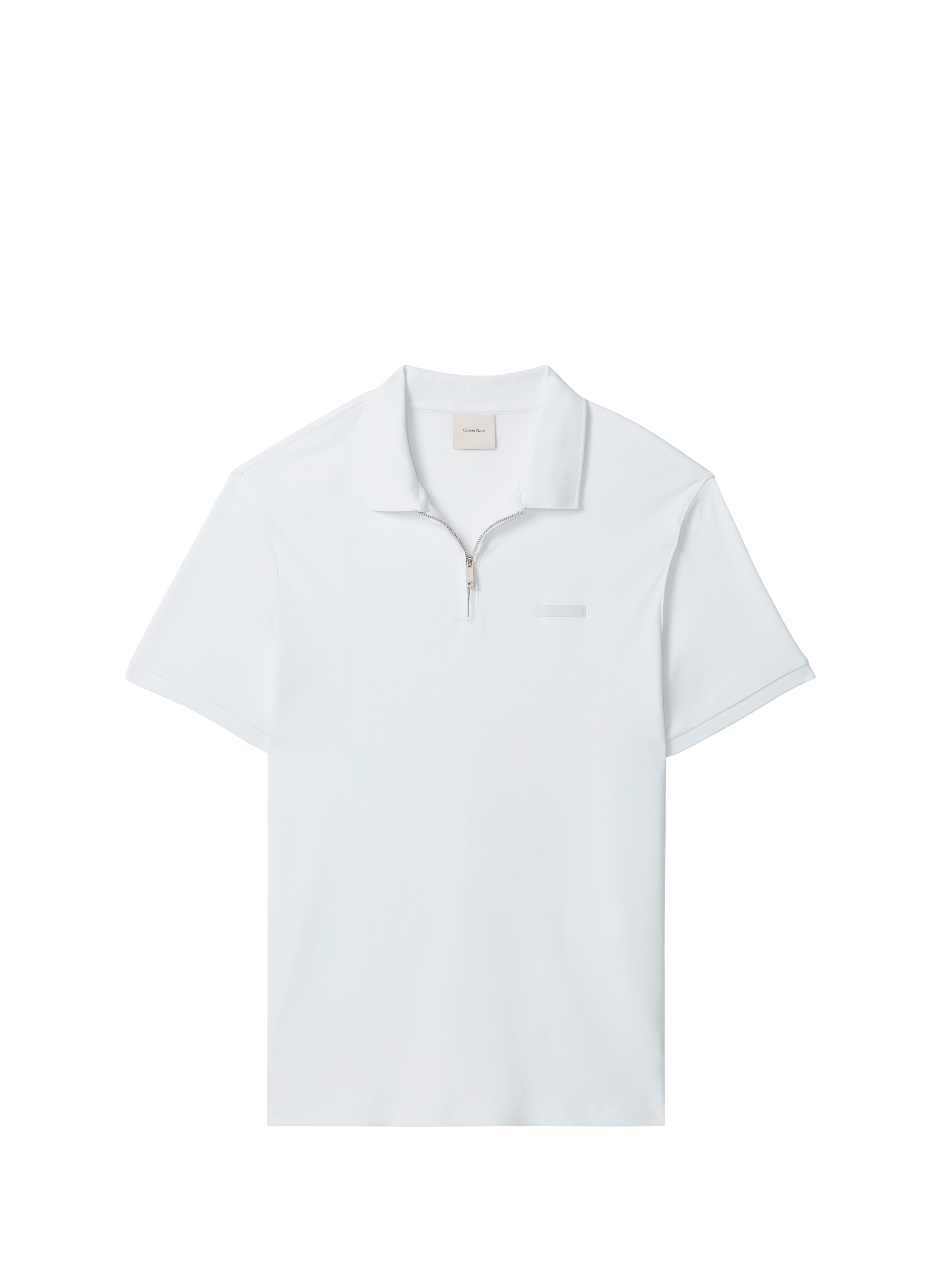 Polo droit à col zippé en coton CALVIN KLEIN Blanc