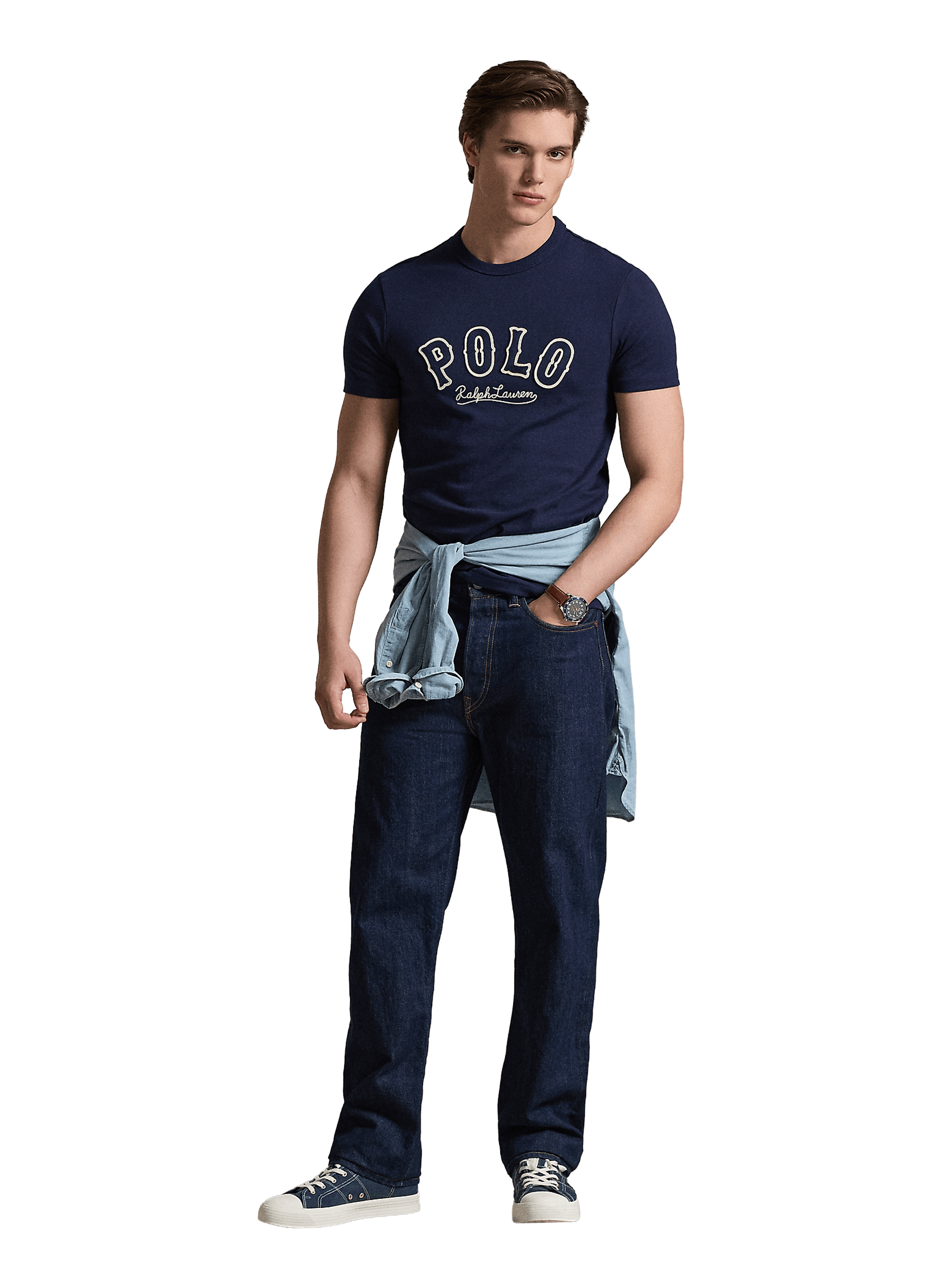 T-shirt manches courtes à logo en coton POLO RALPH LAUREN Bleu