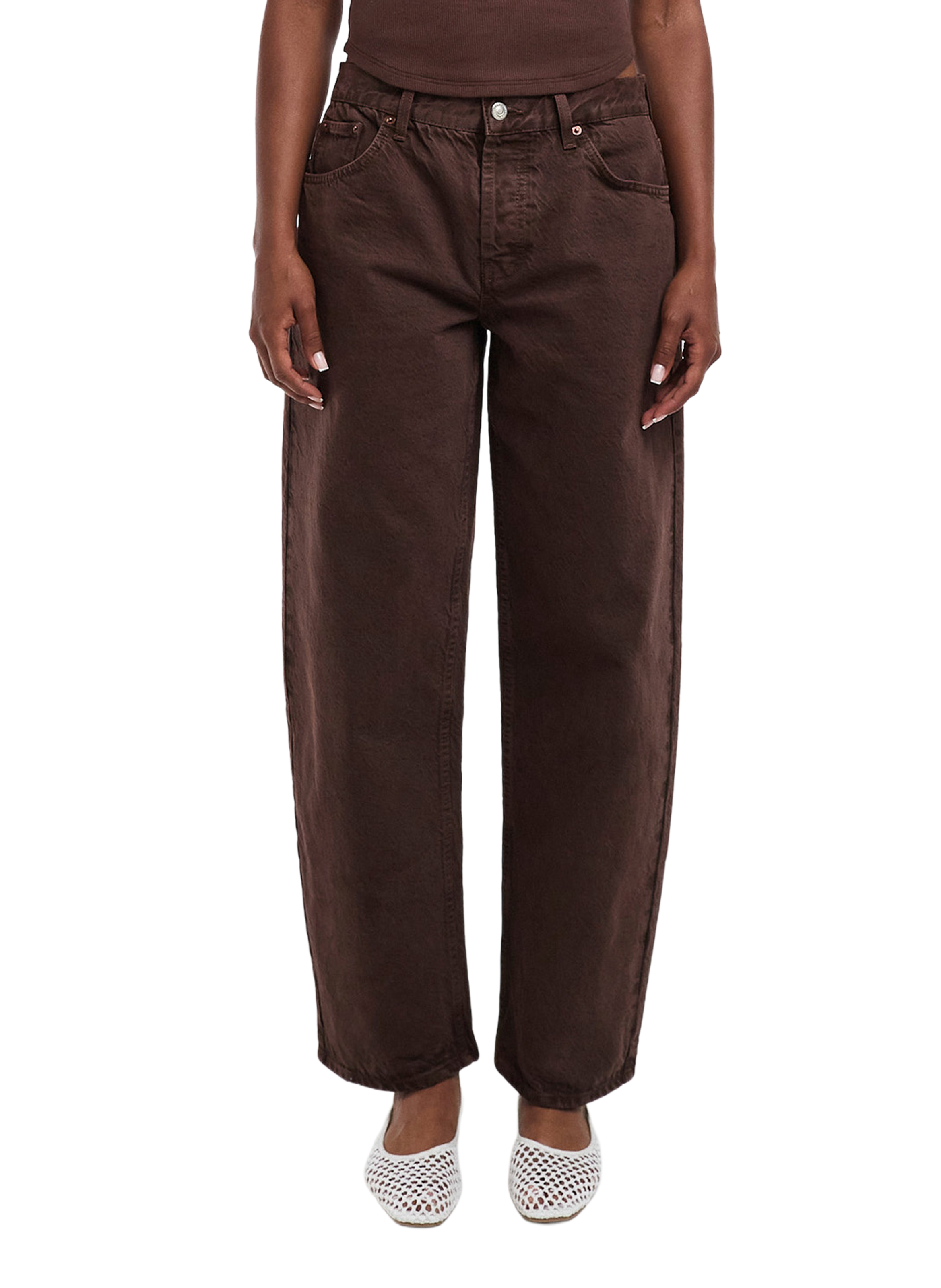 Baggy cotton jeans TOPSHOP Brown