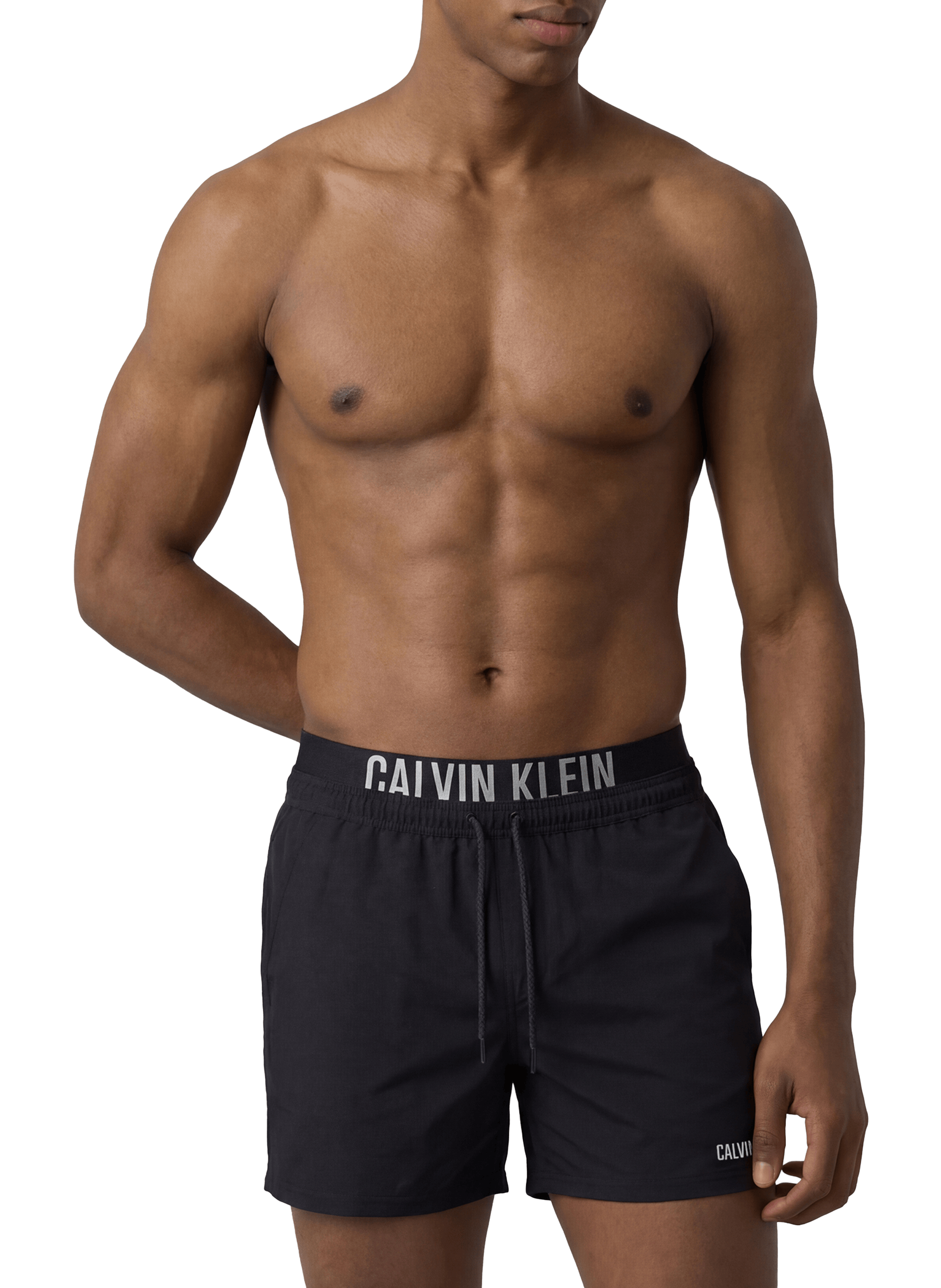 Short de bain uni à logo CALVIN KLEIN Noir