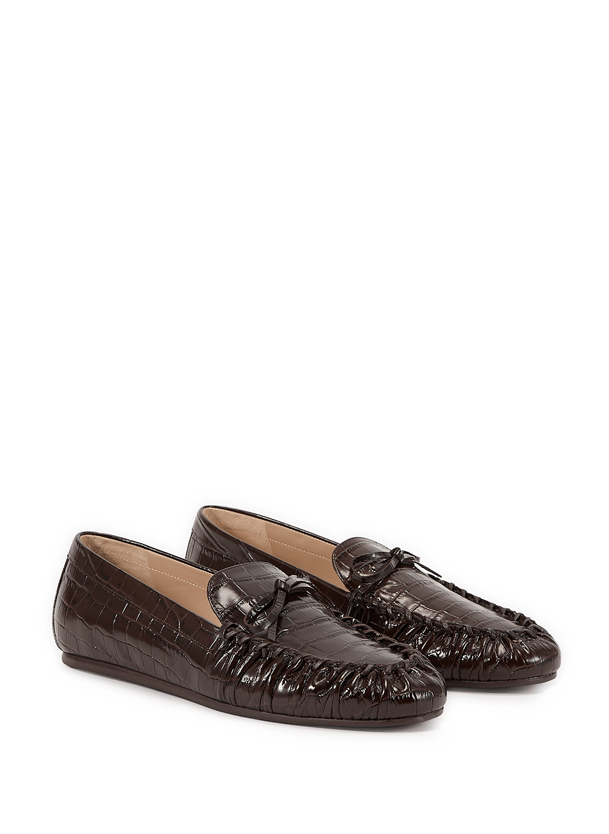 Mocassins Britt en cuir effet crocodile STUART WEITZMAN Marron