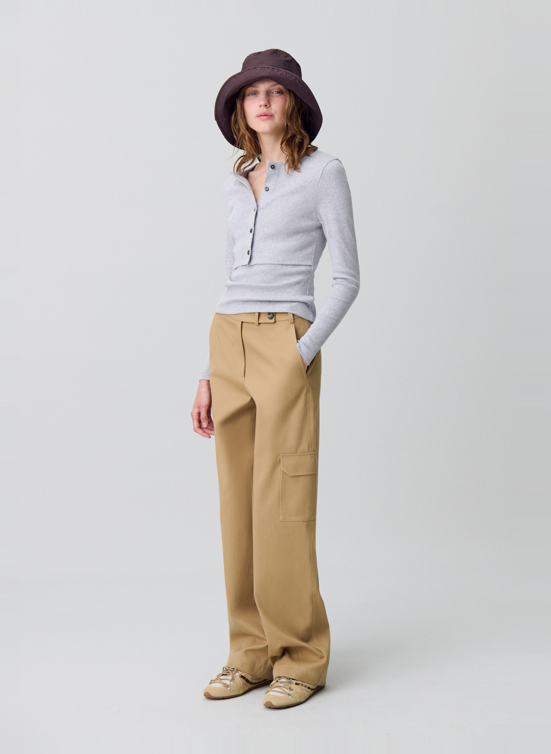 Set tee-shirt et cardigan en coton toel CLAUDIE PIERLOT Gris