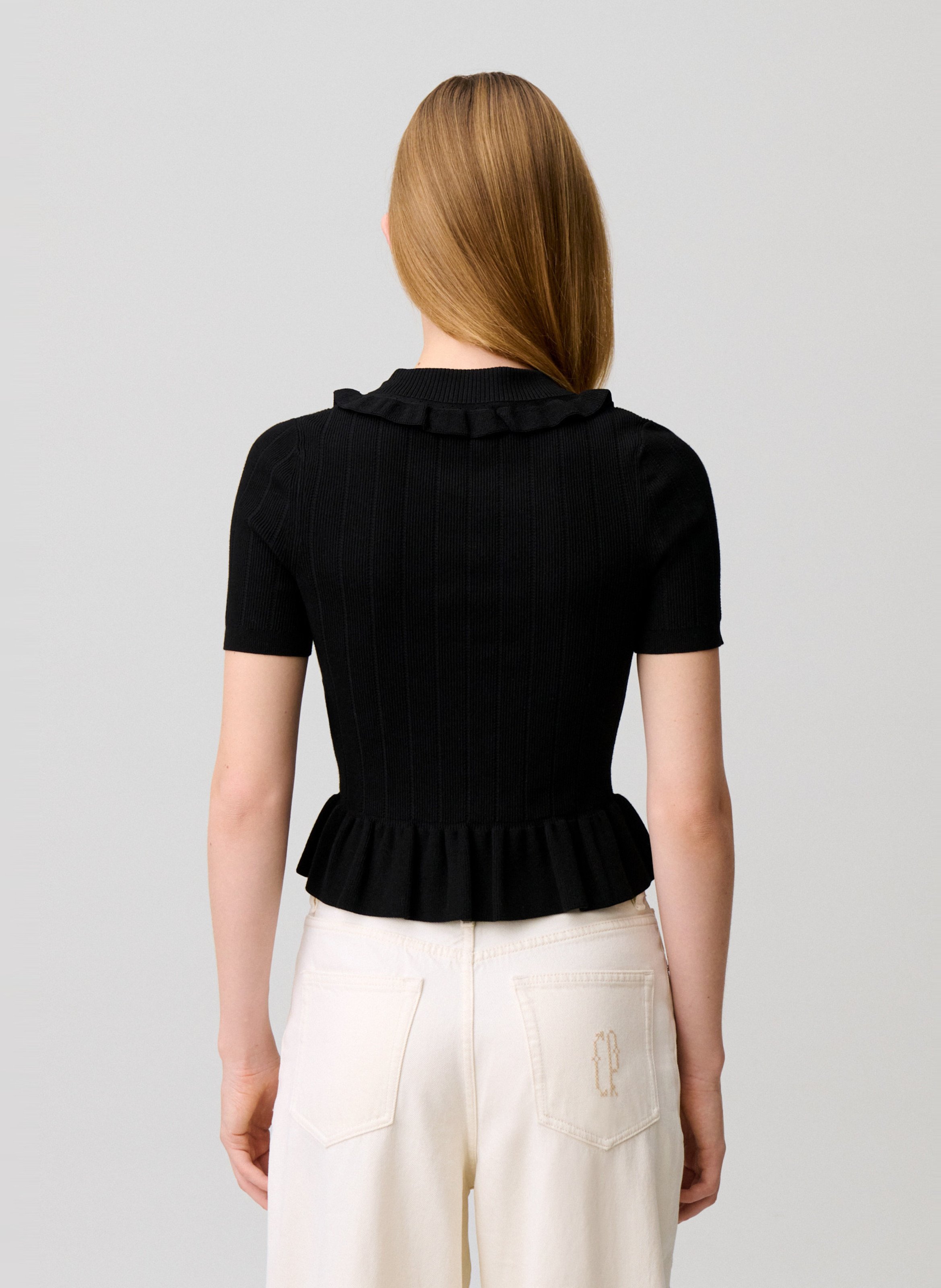 Pull ajusté col rond en maille CLAUDIE PIERLOT Noir