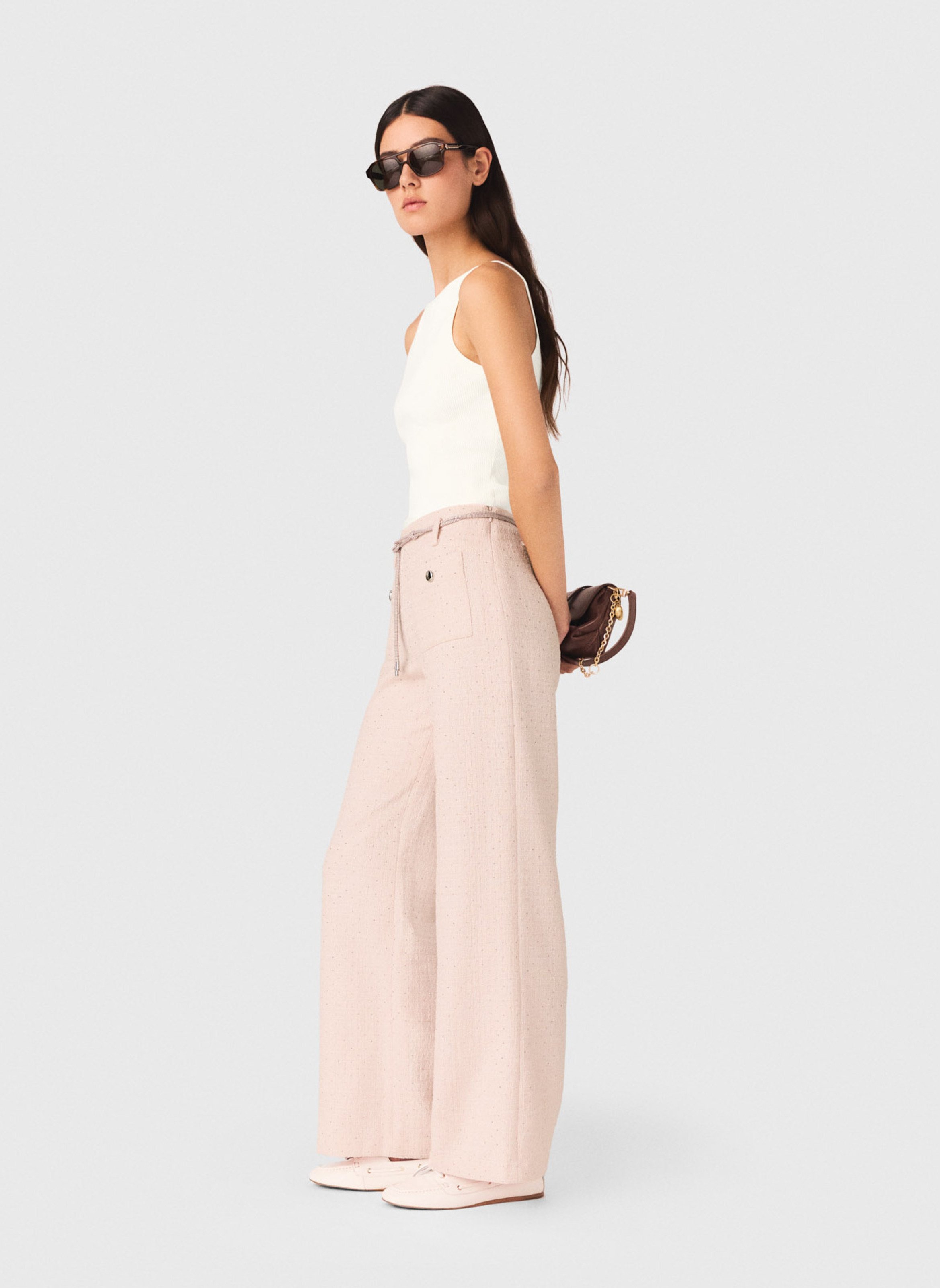 Pantalon évasé à sequins MAJE Rose