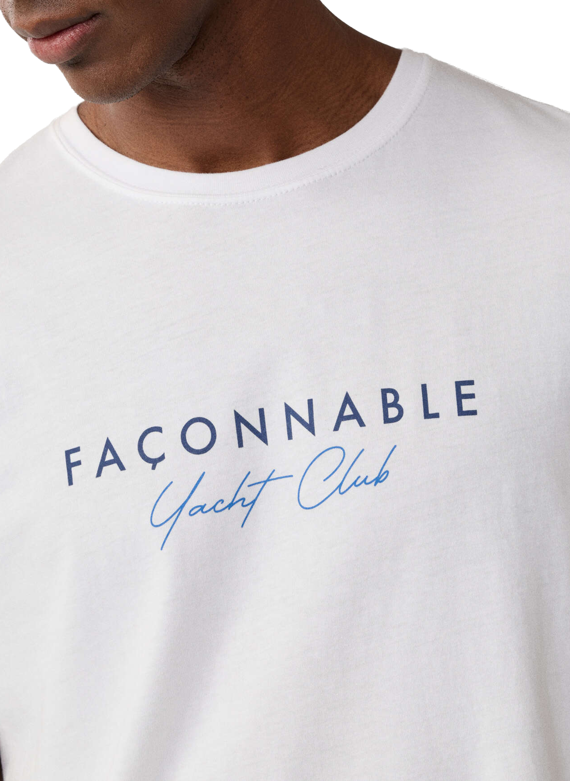 Round neck cotton brand t-shirt FACONNABLE White