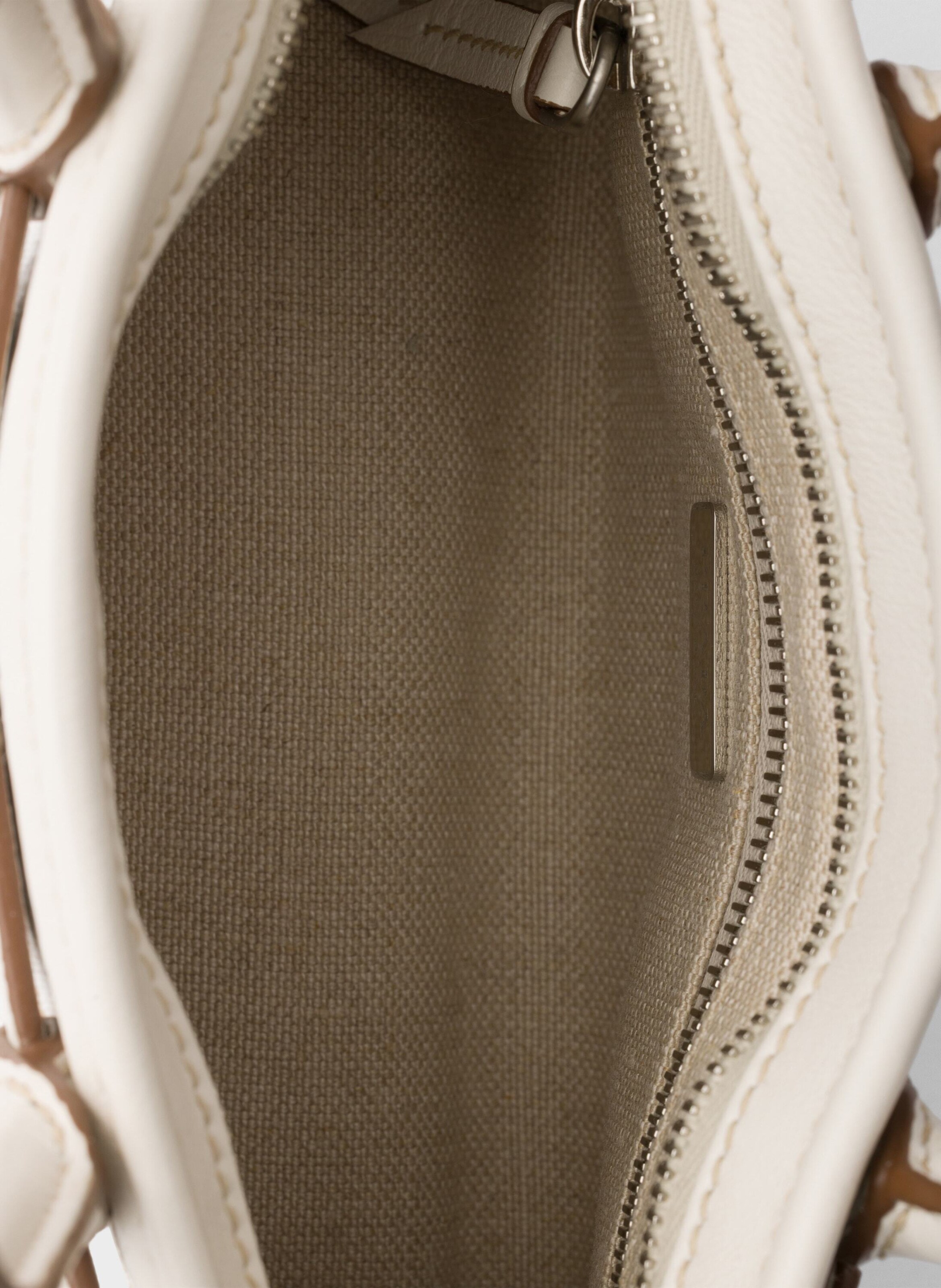 Petit sac à main prada bonnie en lin imprimé et cu PRADA Blanc