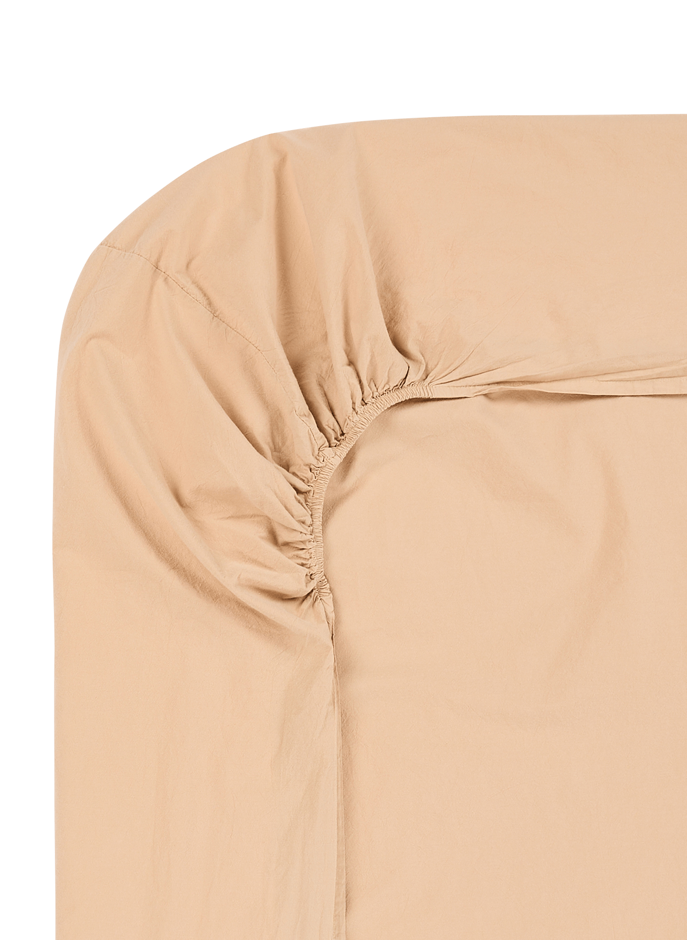Fitted sheet in washed cotton percale. AU PRINTEMPS PARIS Brown