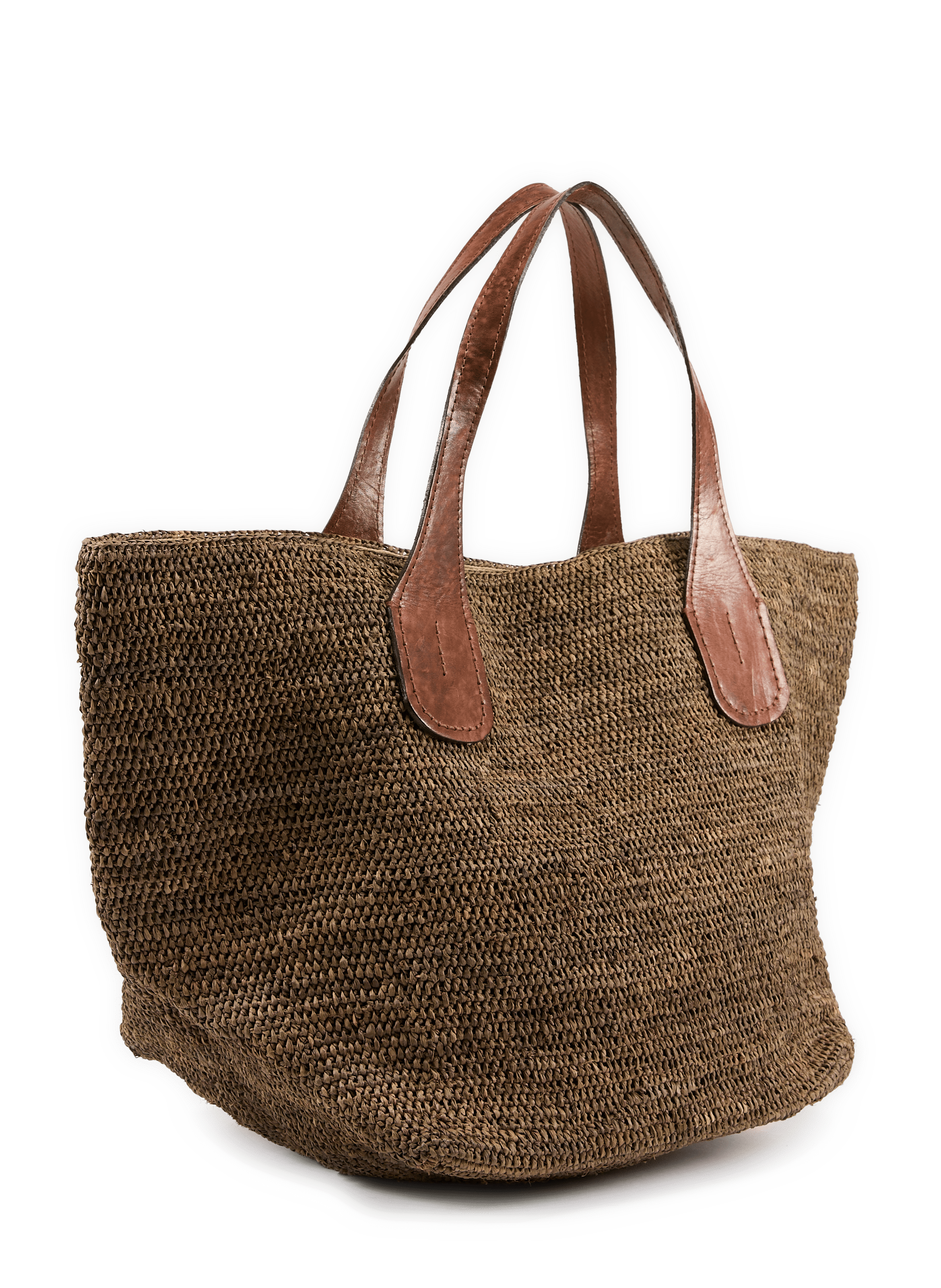 Tokyo II raffia and cotton bag IBELIV Brown
