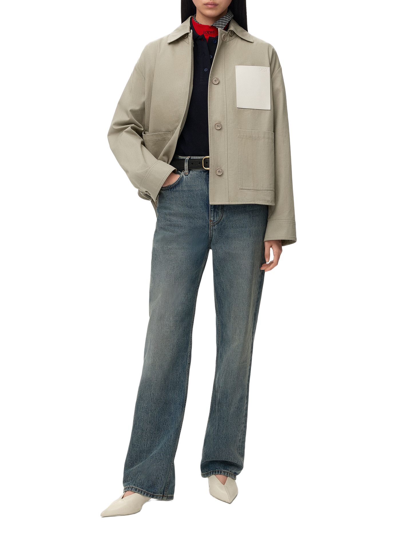 Veste utilitaire en coton et poche en cuir LOEWE Vert