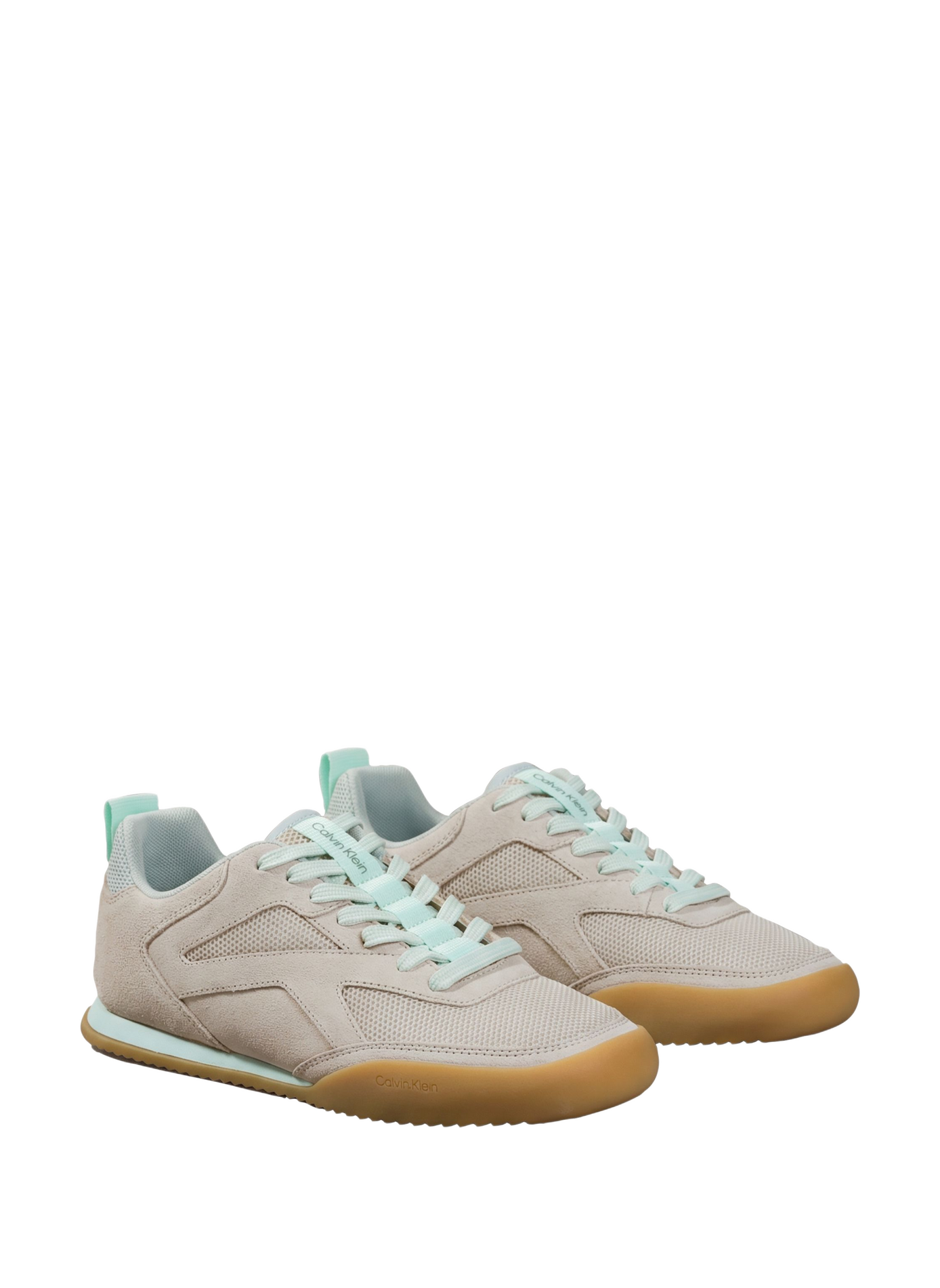 Lage sneakers met mesh inzetstukken van leer CALVIN KLEIN Beige