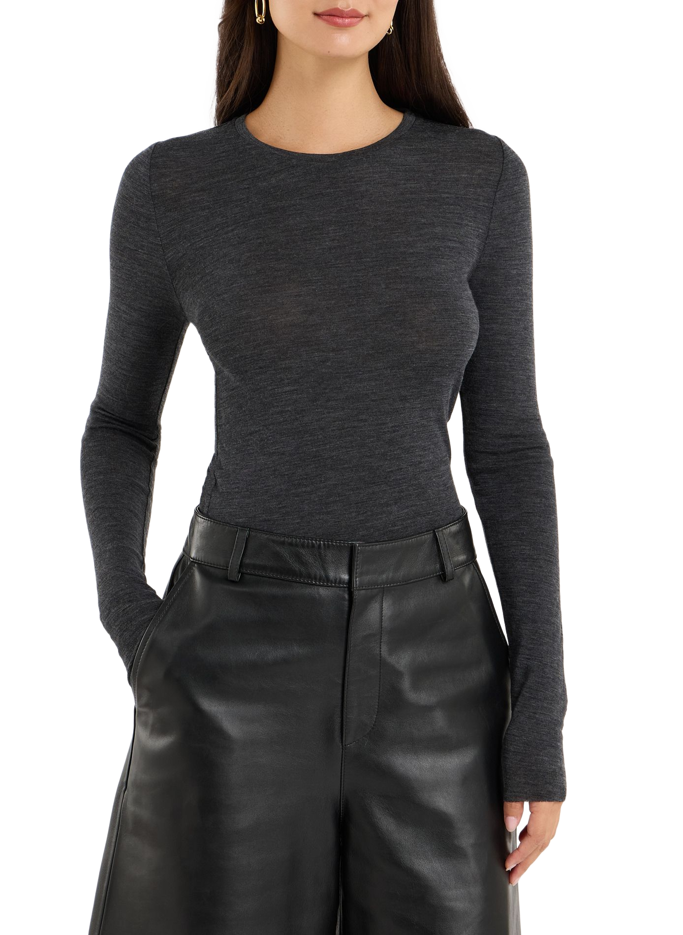 Einfarbiges Wollpullover mit Rundhalsausschnitt SAISON 1865 Grau