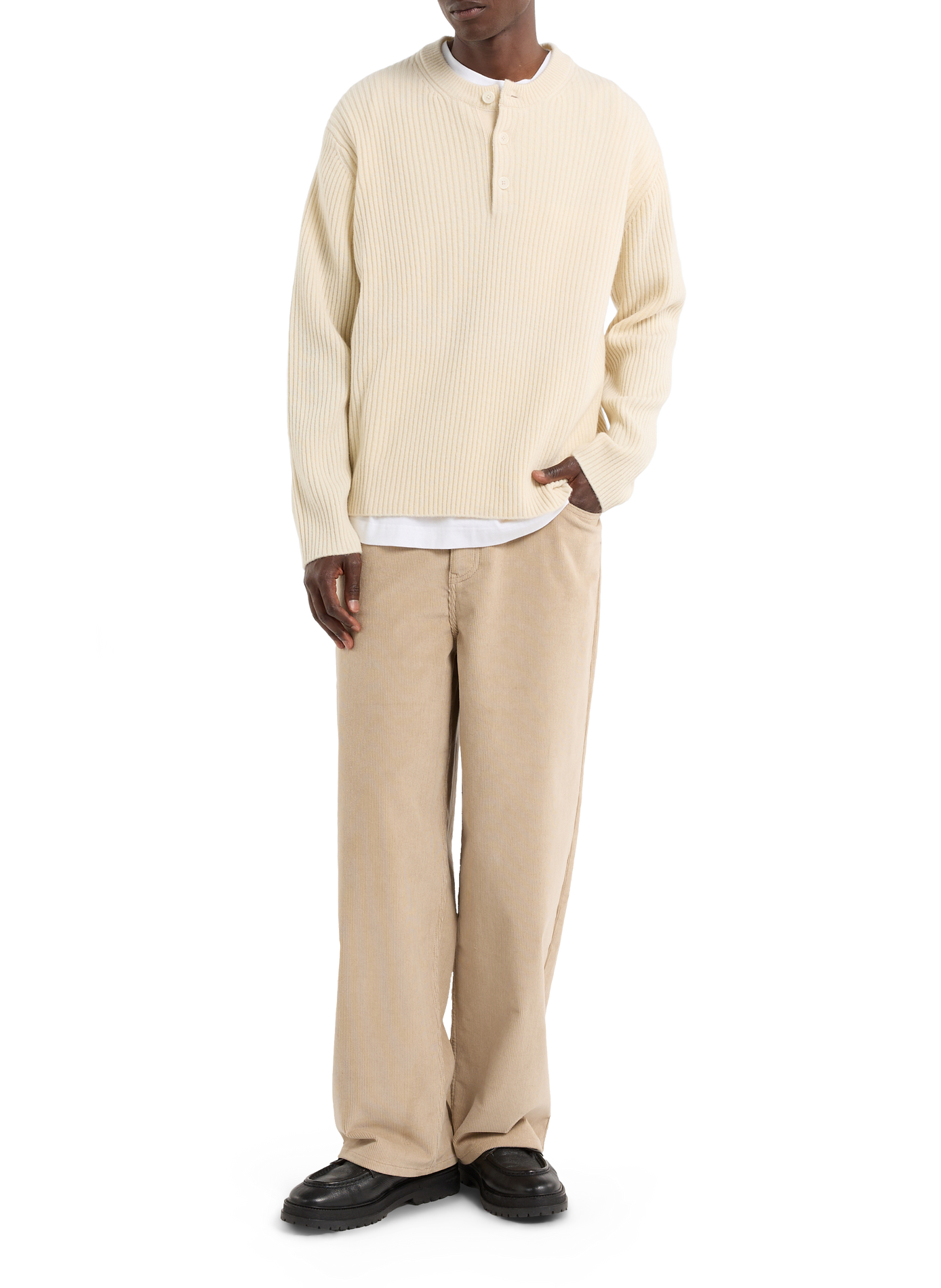 Gerade geschnittene Hose aus Baumwoll-Velours "Harmi" SAISON 1865 Beige
