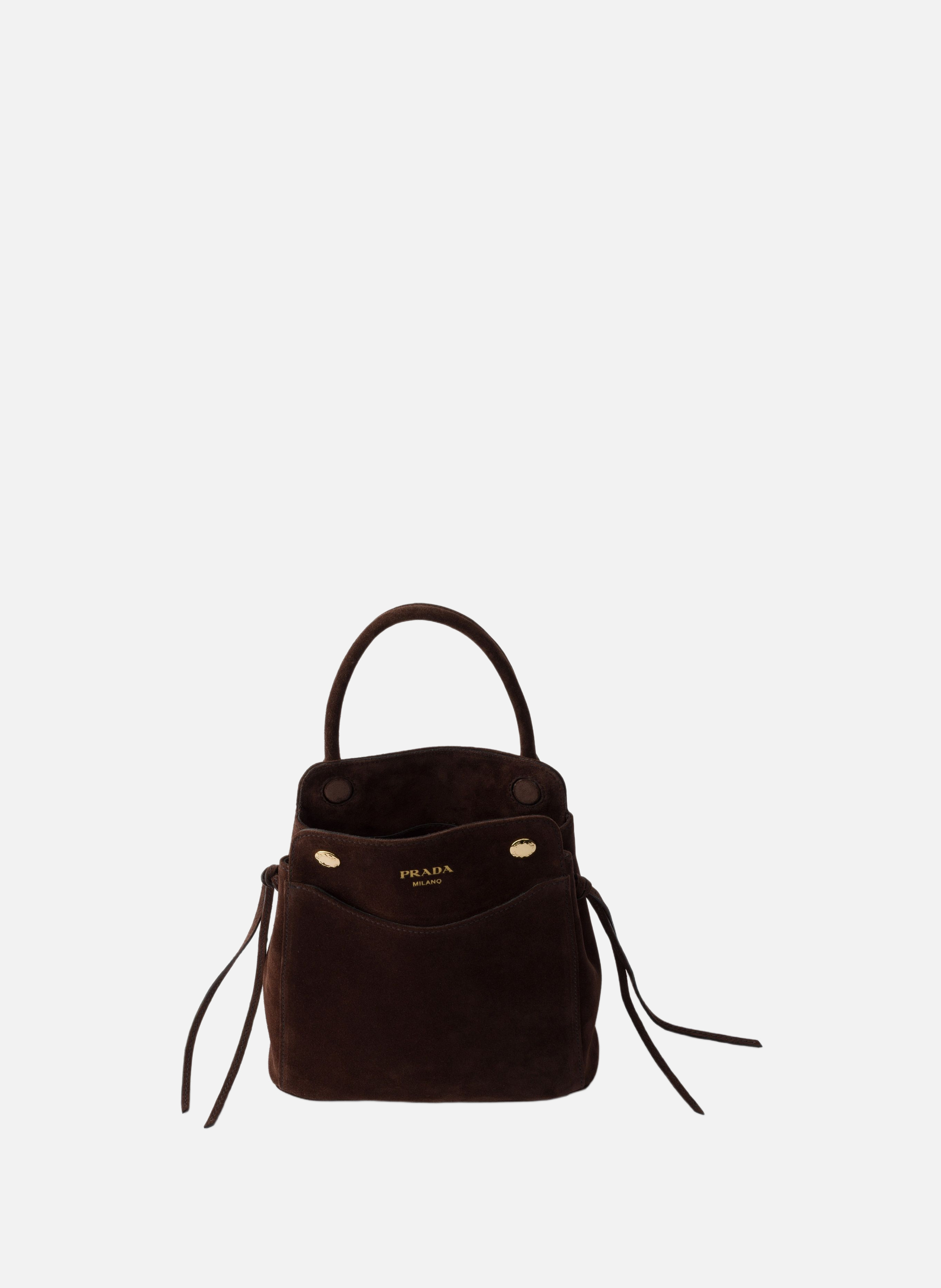 Mini sac prada carry en daim PRADA Marron