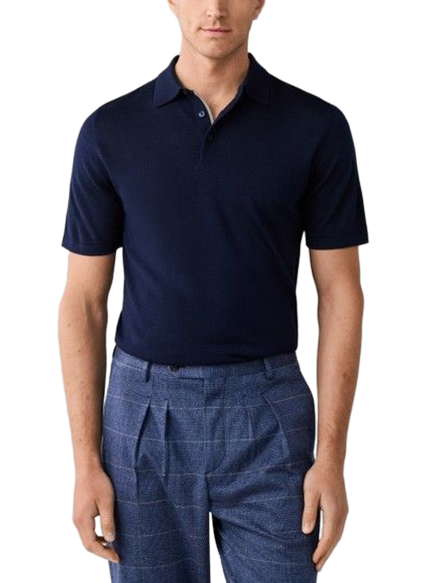 Polo droit en laine et soie HACKETT Bleu